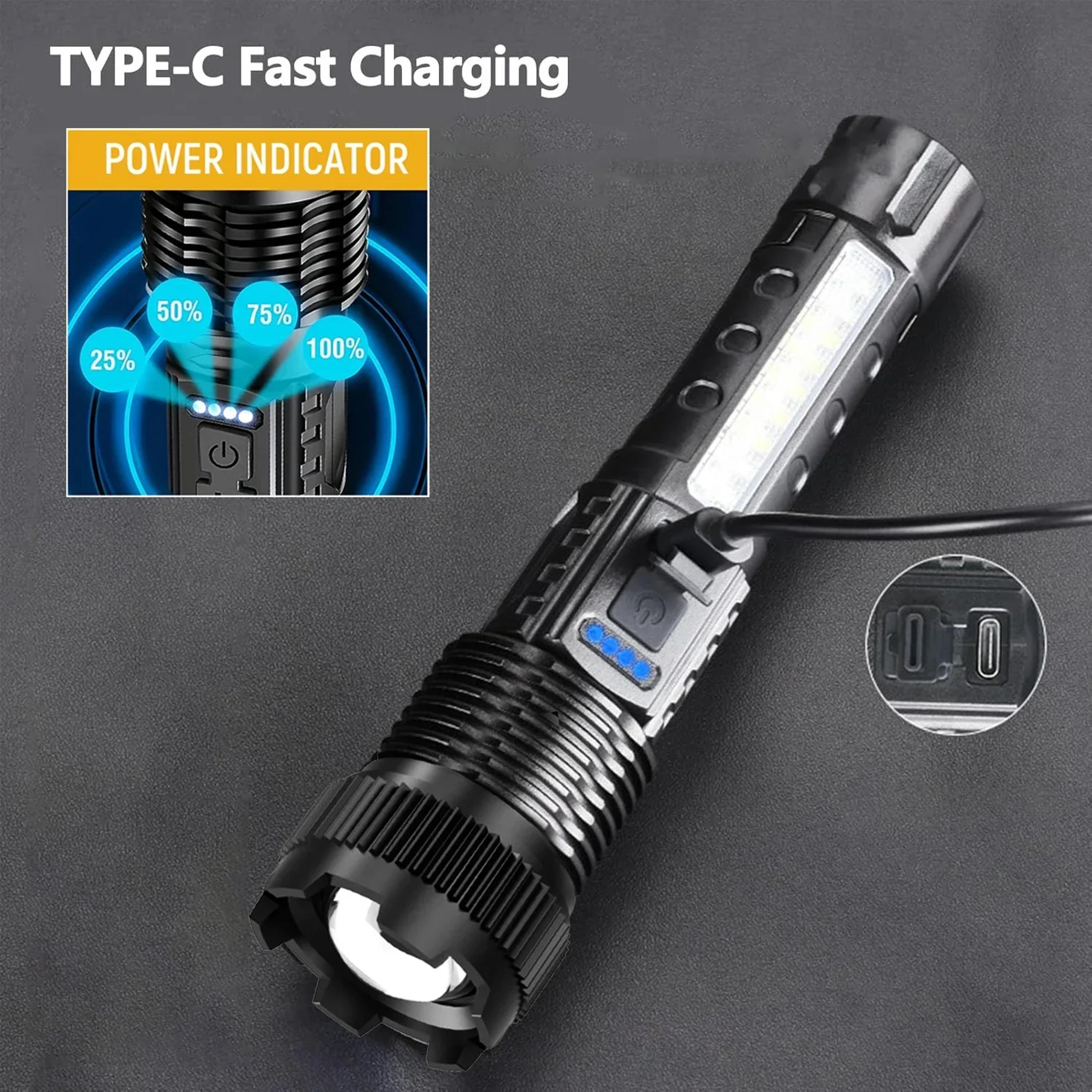 Telescopic Zoom Tactical Flashlight  Rechargeable LED Torch With  Lighting Modes Waterproof LongRan 2