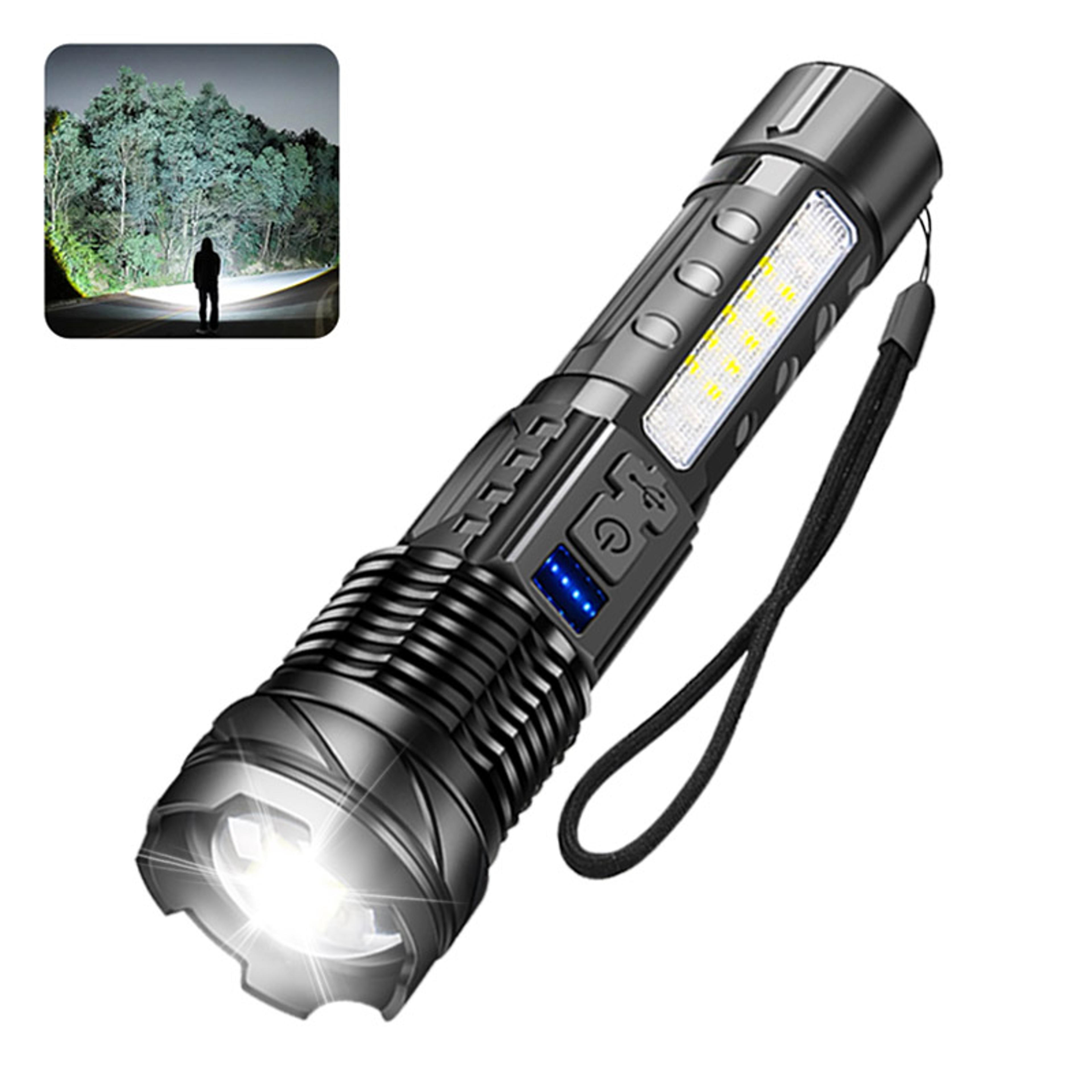 High Power LED Flashlight With Rechargeable Built In Battery Type C Charging Tactical Torch For Out 6
