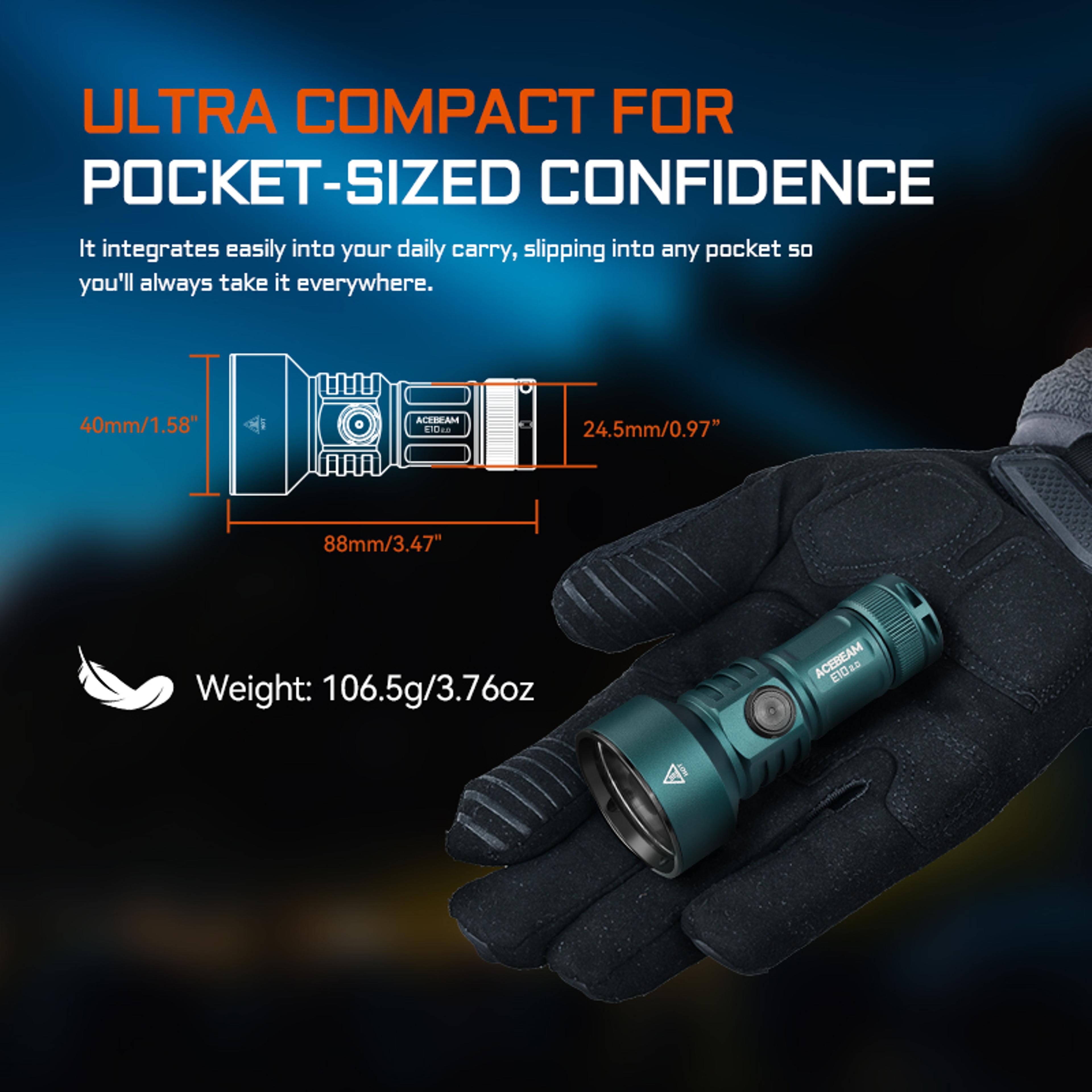 Long Range EDC Flashlight  Compact USB Rechargeable Light With Strobe Mode For Camping 3