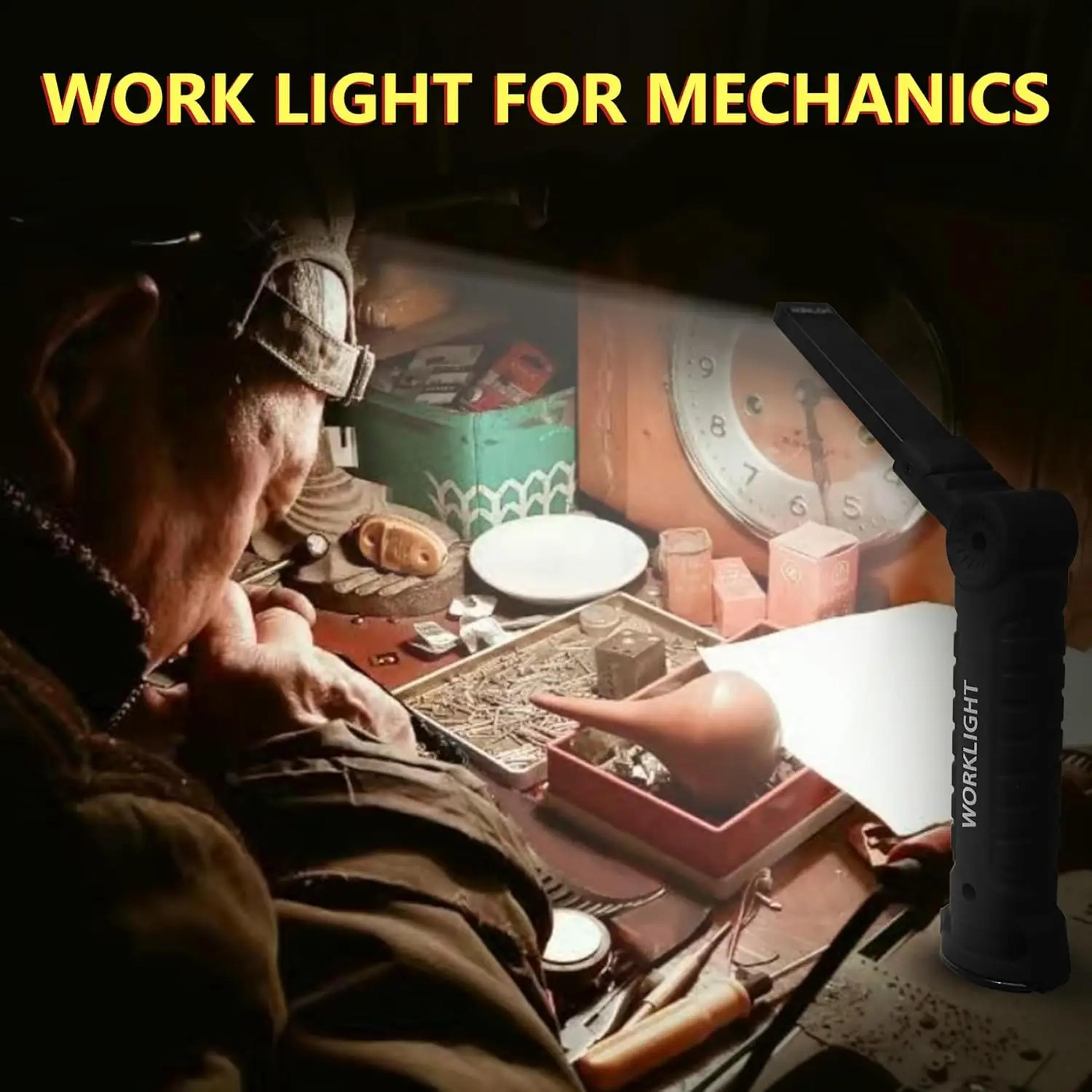 Rotatable Work Light With USB Rechargeable Battery  Magnetic Hook Ideal For Auto Repairs Inspection