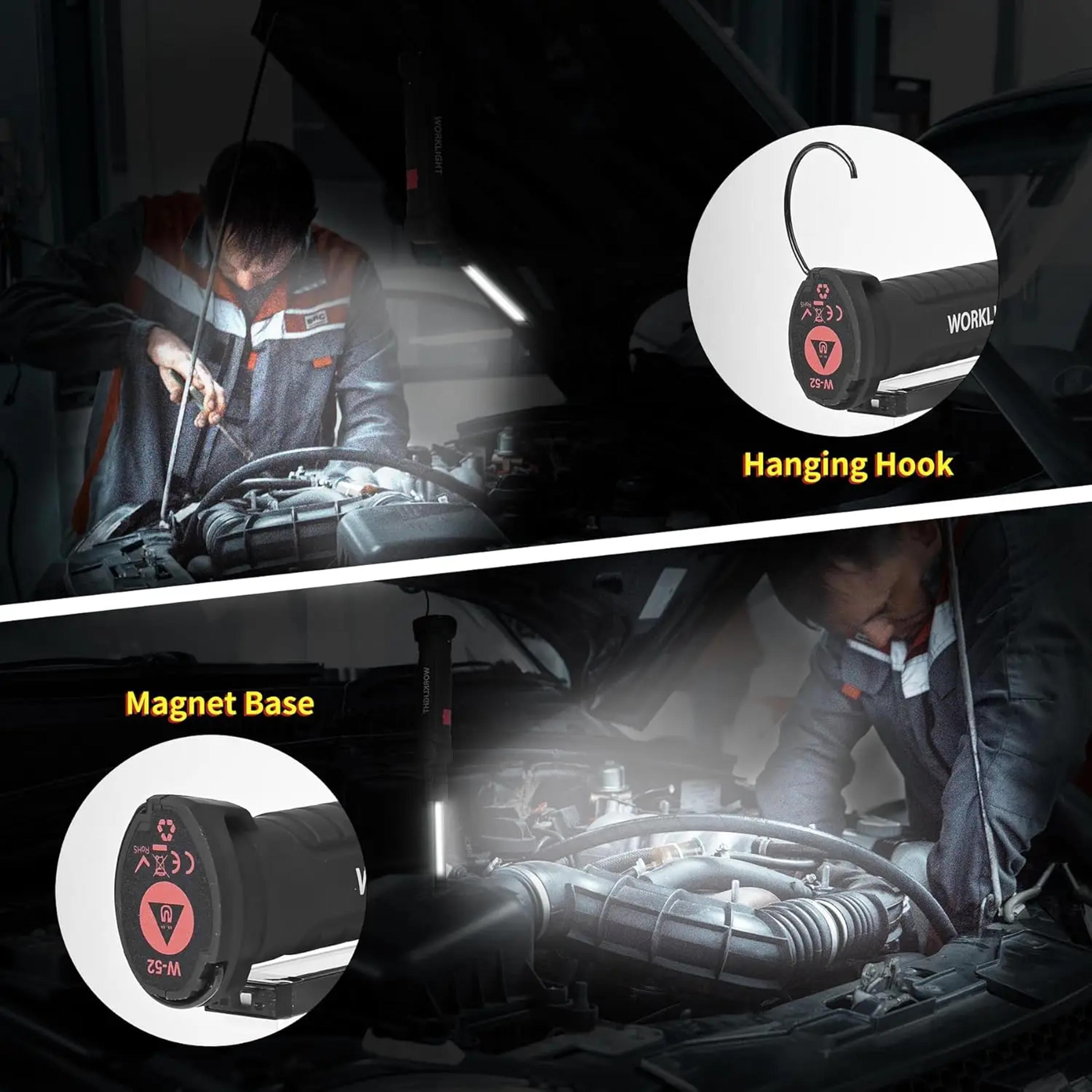 Rotatable Work Light With USB Rechargeable Battery  Magnetic Hook Ideal For Auto Repairs Inspection