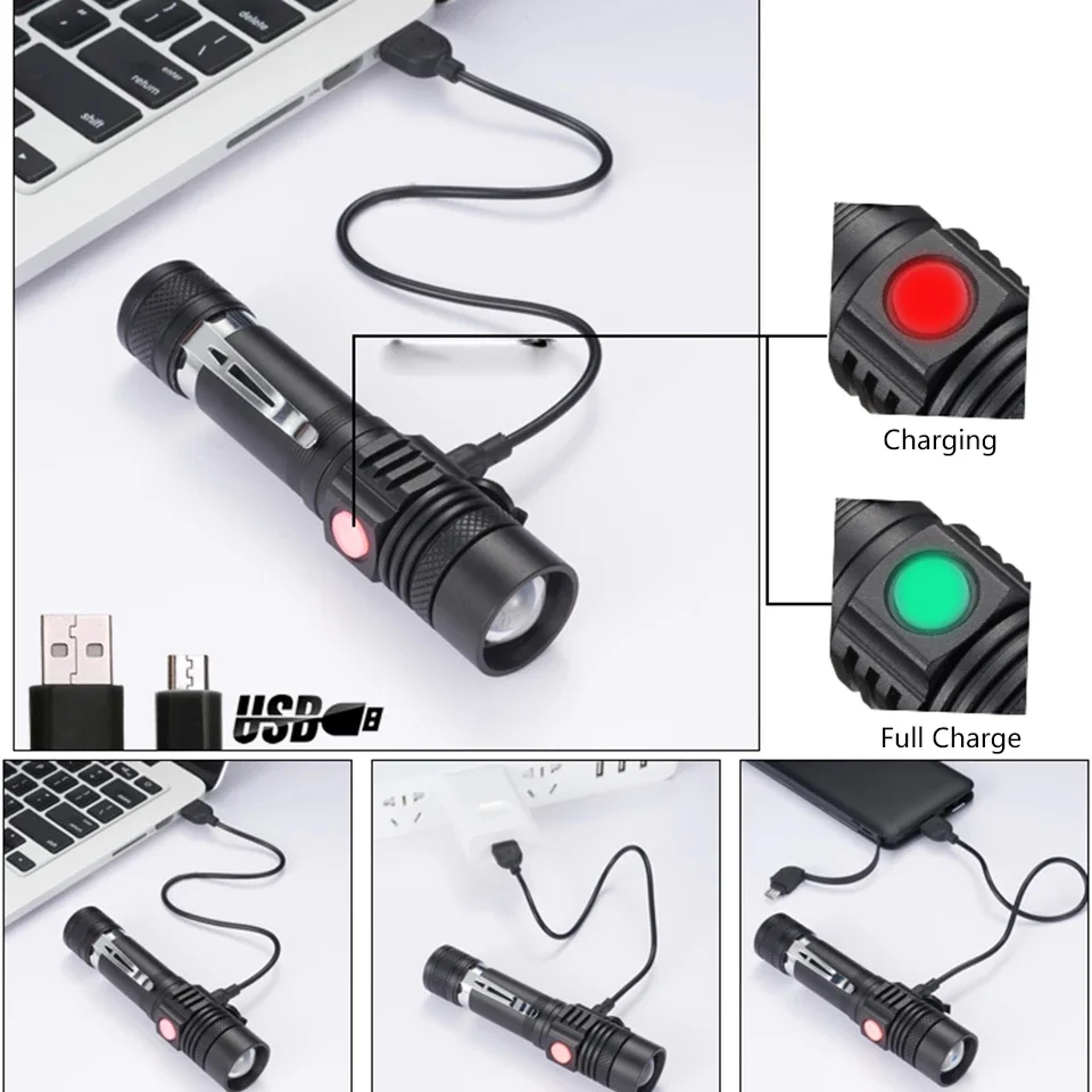 Ultra Bright Type C Rechargeable LED Tactical Flashlight With Zoom  Clip Perfect For Outdoor Advent 4