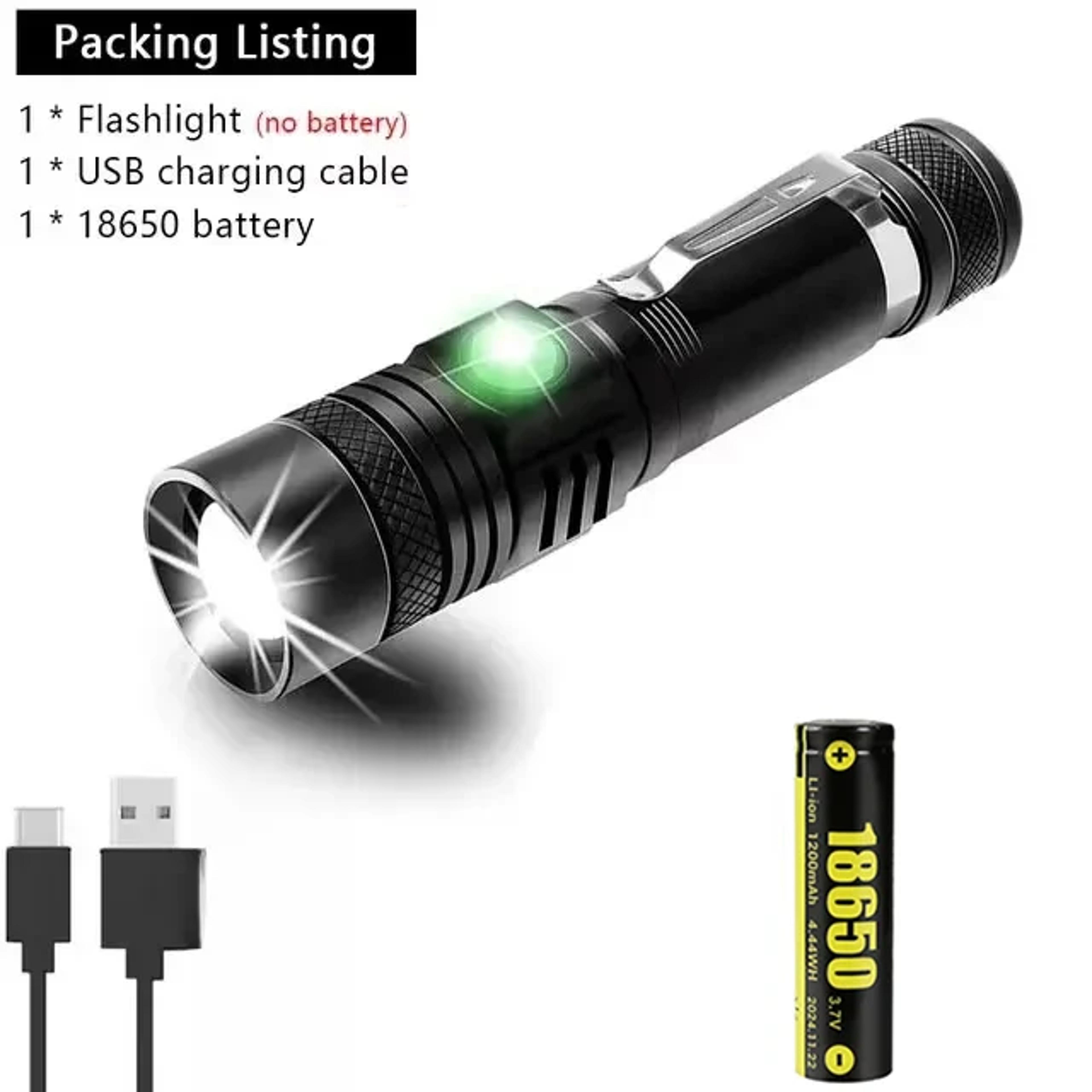 Ultra Bright Type C Rechargeable LED Tactical Flashlight With Zoom  Clip Perfect For Outdoor Advent 6