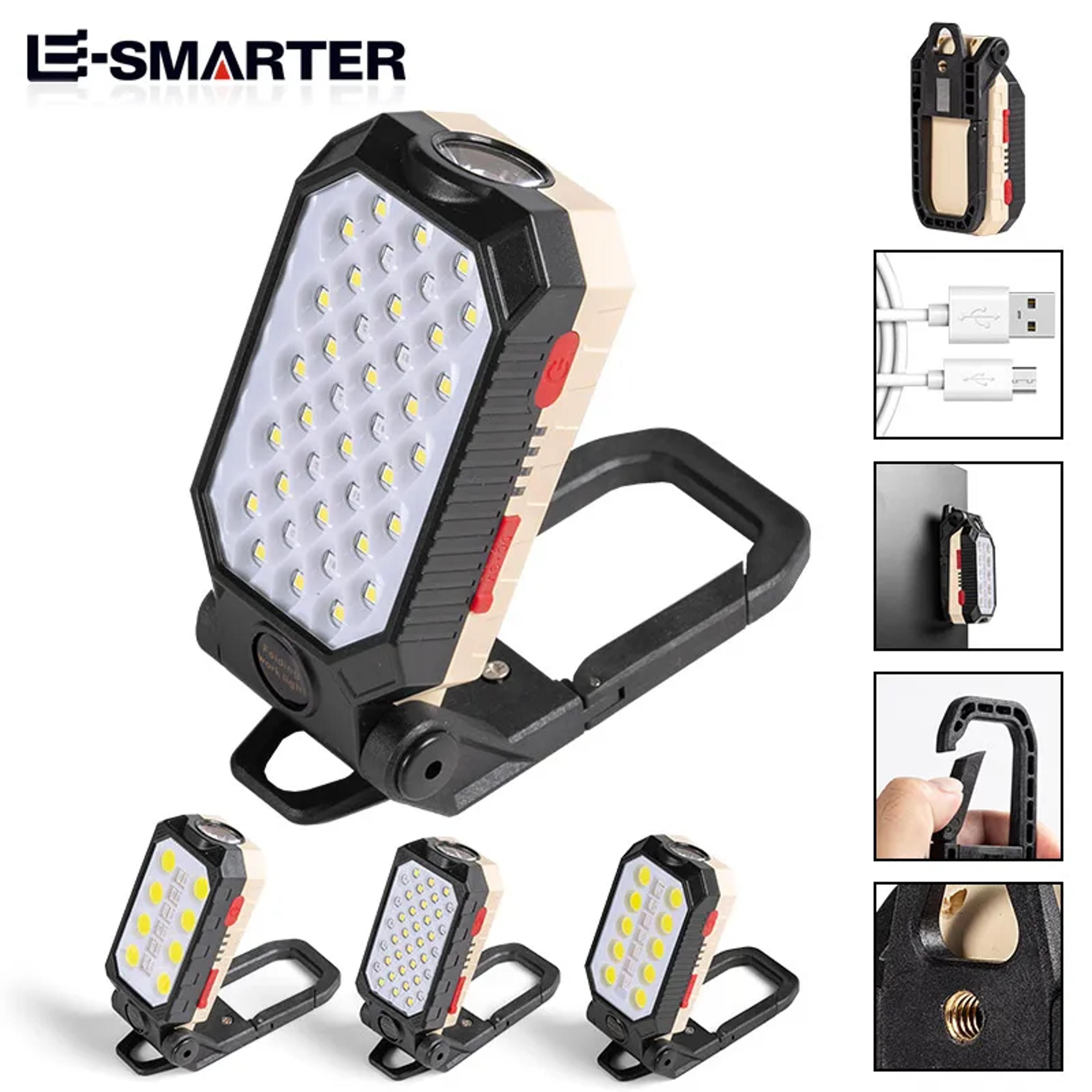 esmarter cob portable work light usb rechargeable emergency flashlight for mobile lighting & repairs