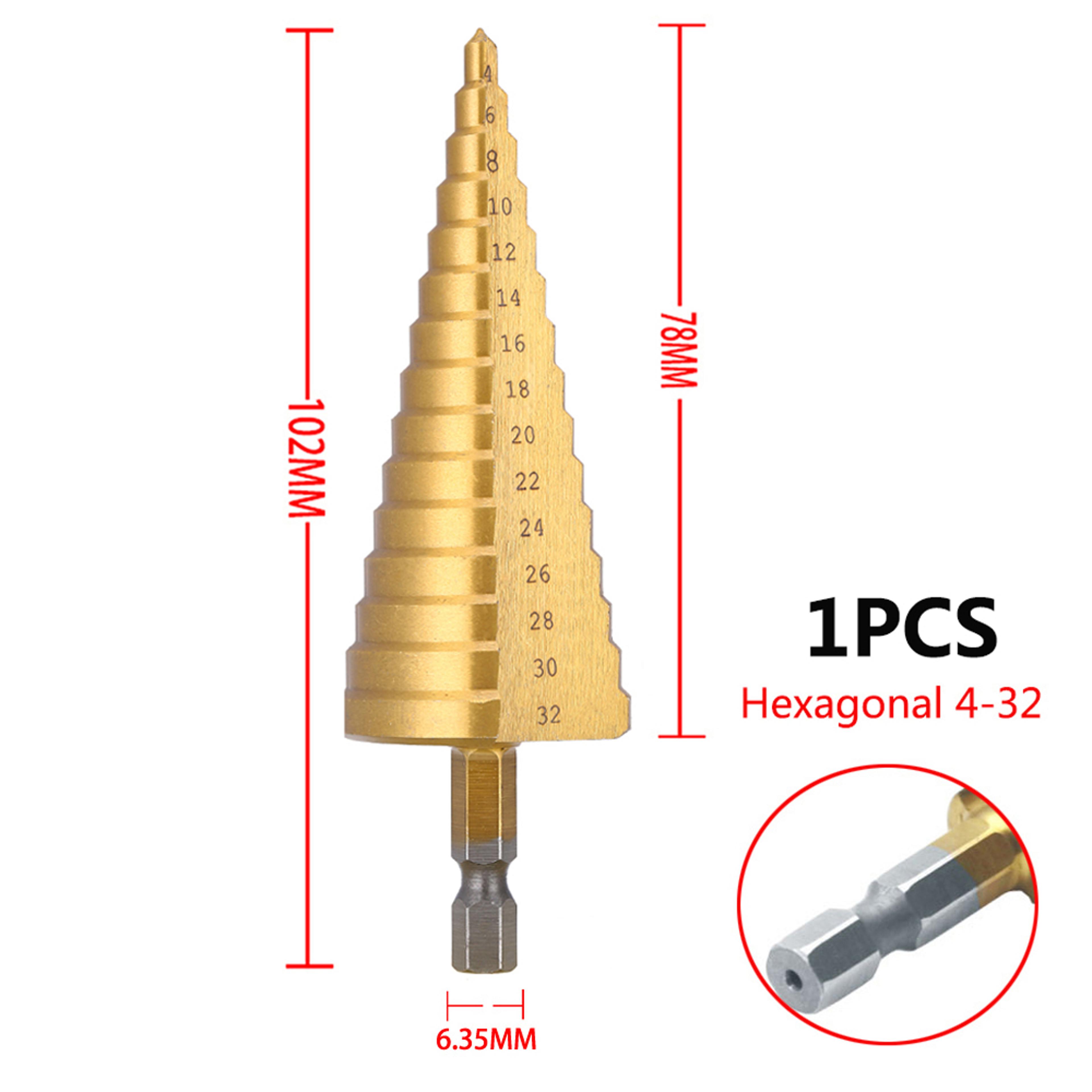 HSS Titanium Coated Step Drill Bit Set  For Metal  Wood Drilling 6