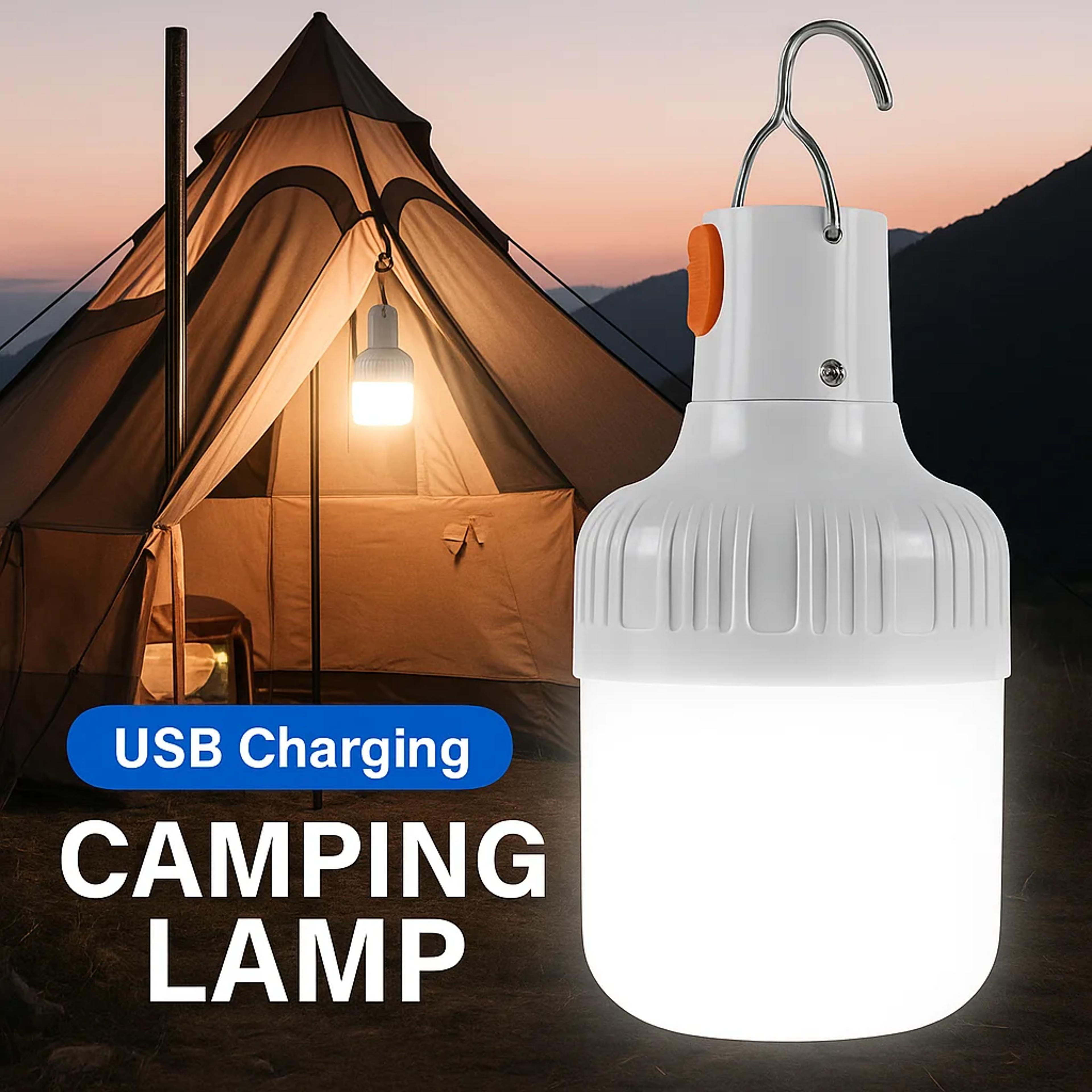 Portable Rechargeable LED Camping Lantern With Hook Dimmable Tent Light For Hiking  Emergency Use 0
