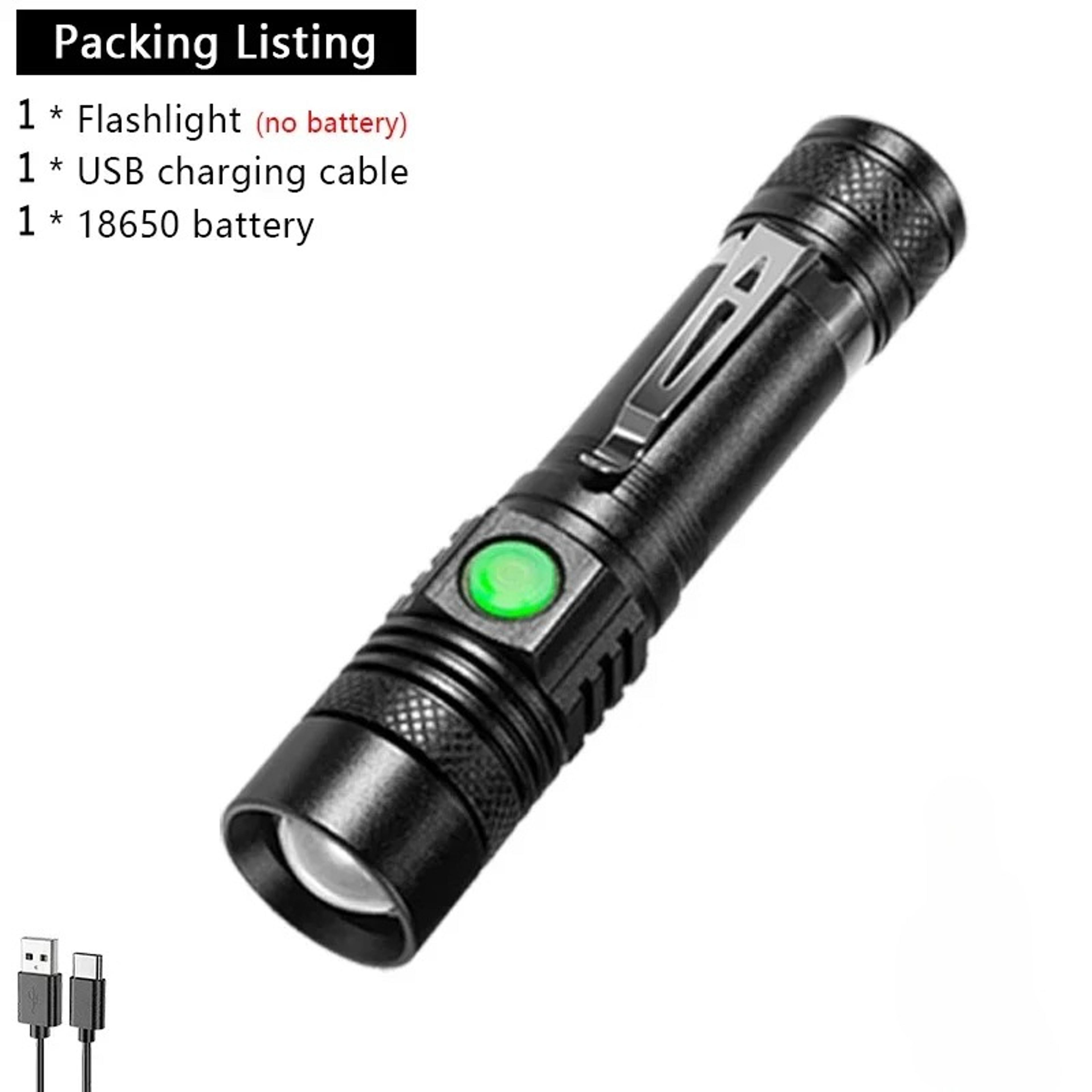 Outdoor Tactical Zoom LED Flashlight Waterproof USB Rechargeable High Power LED Torch For Camping   5
