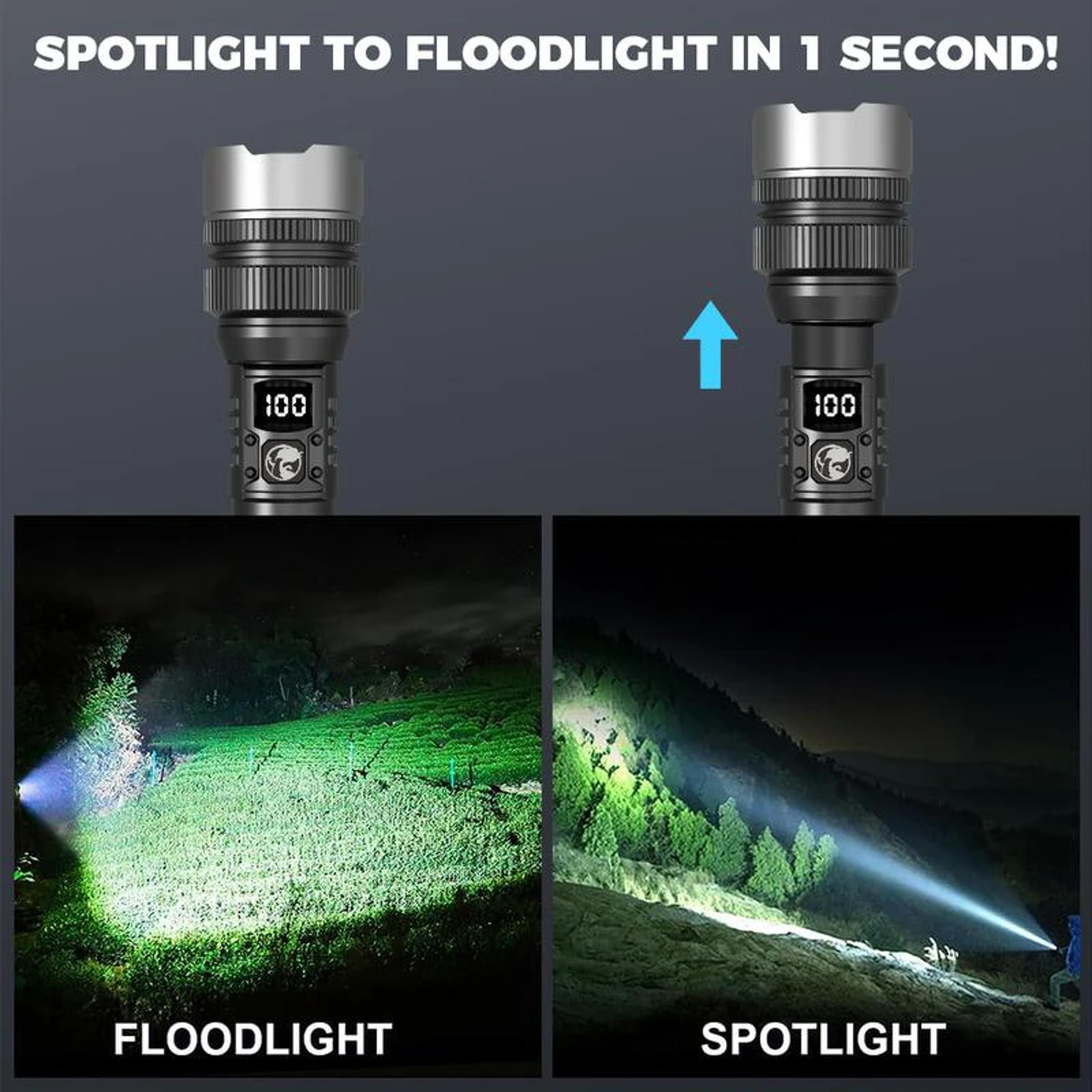 Super Bright LED Flashlight Rechargeable USB C Digital Display Waterproof Long Lasting Perfect 4