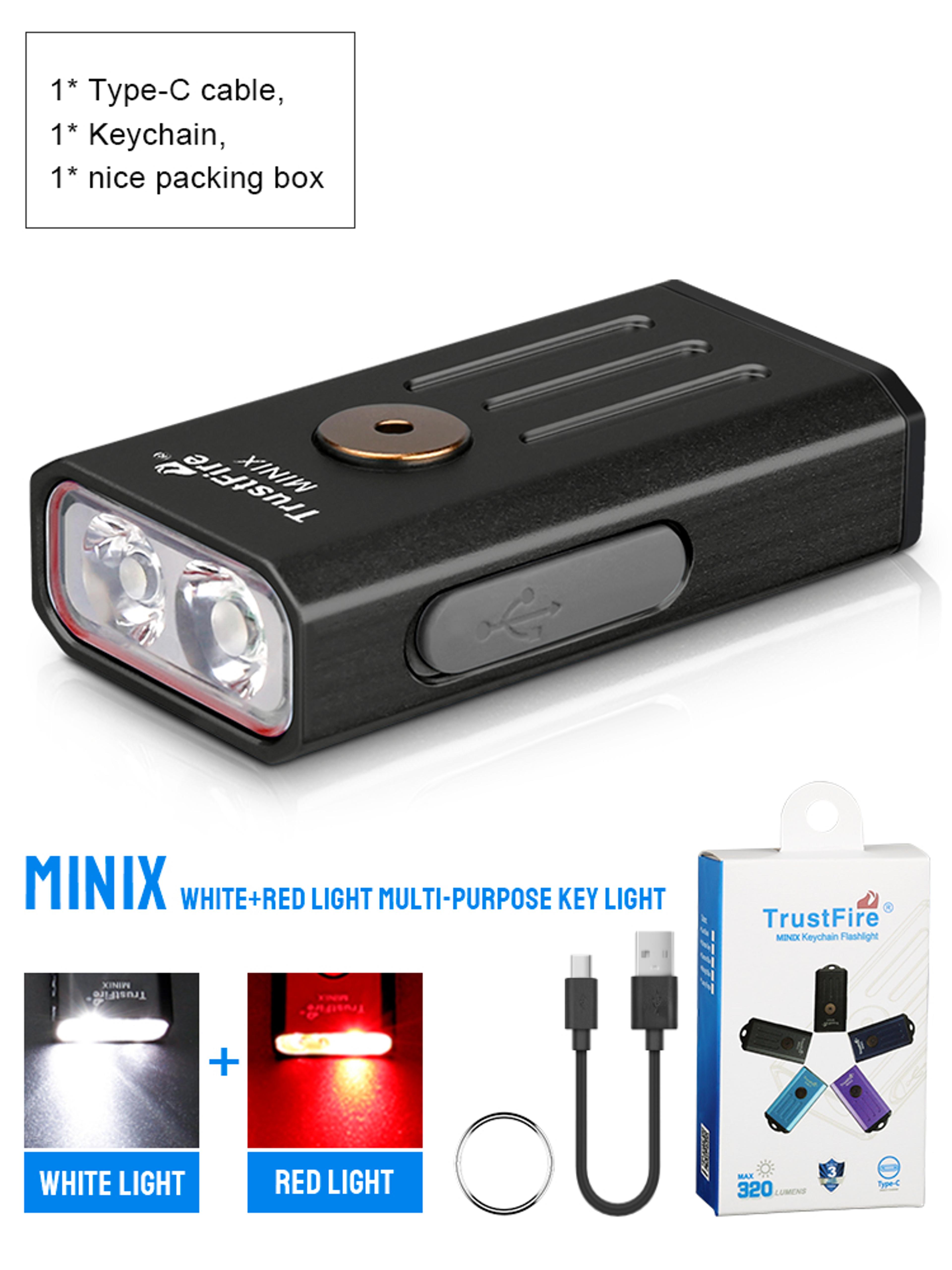 Trustfire Minix Mini Flashlight Keychain UV Lamp Rechargeable Mode LED Torch With Red Light 6
