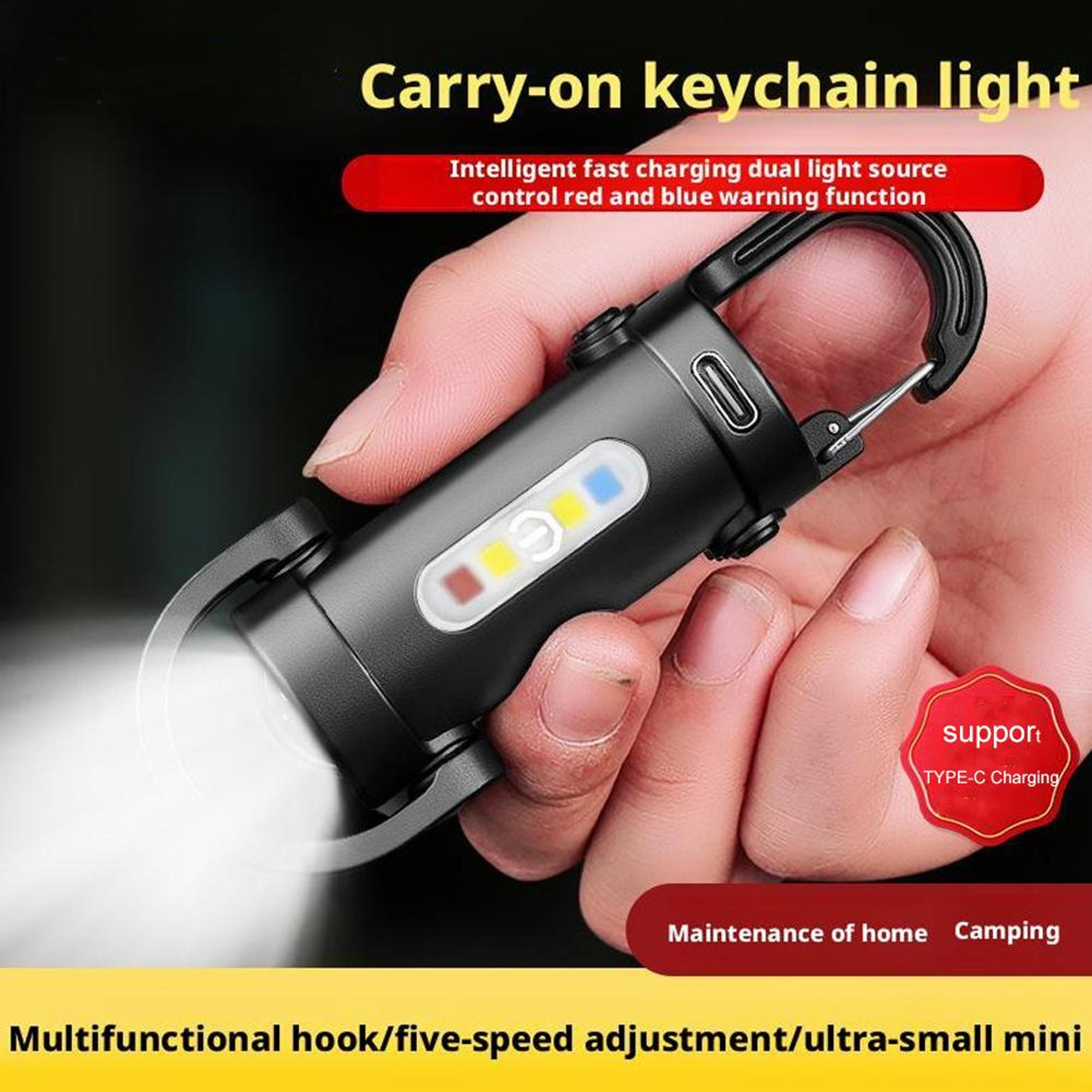 Portable LED Keychain Light Rechargeable  Waterproof Mini Flashlight For Camping Travel And Emergen 1