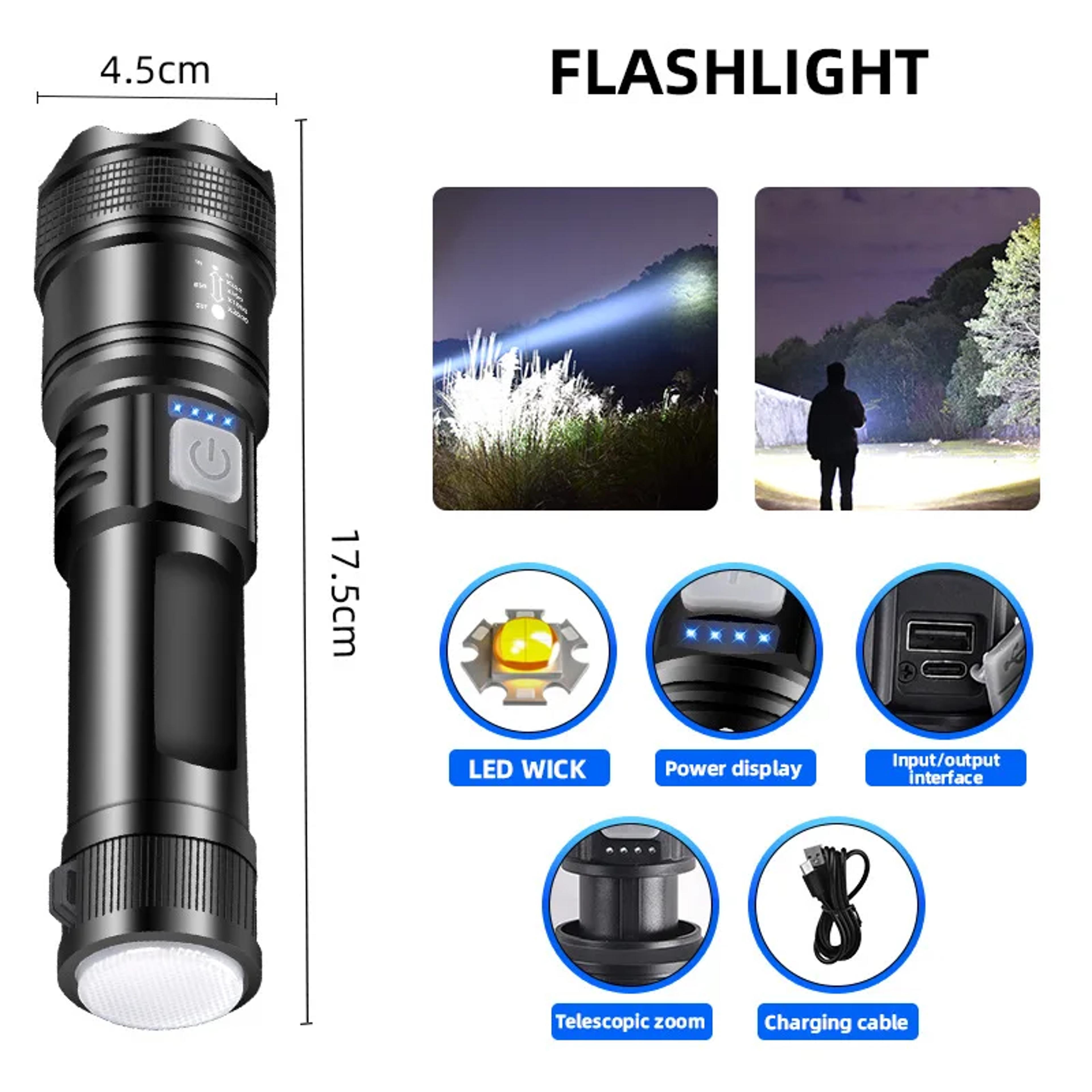 Powerful LED Flashlight Tactical Zoom Light With Built In Battery For Emergency  Outdoor Use 4