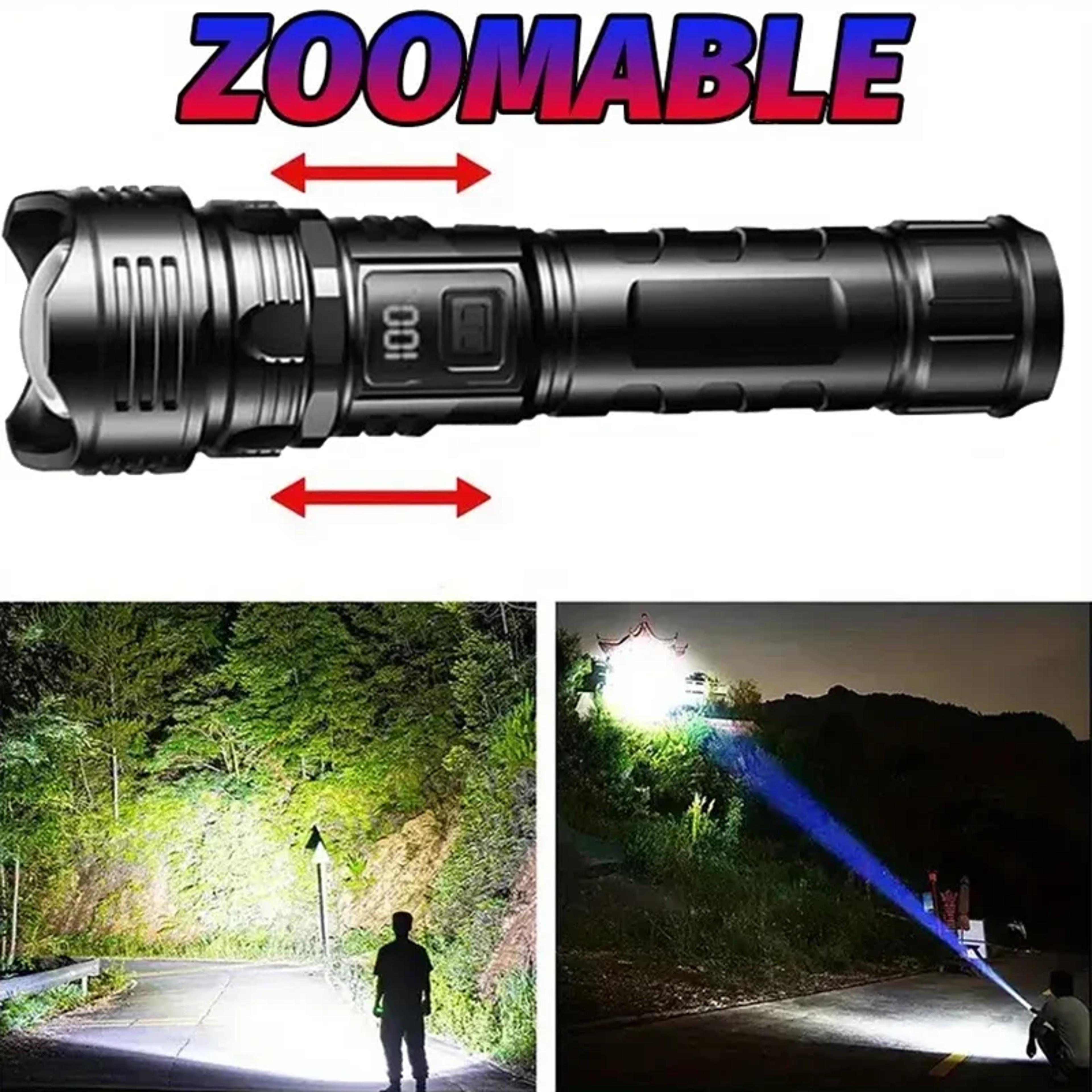 Super Bright Tactical LED Flashlight High Powered Emergency Spotlight With Telescopic Zoom Built In 2