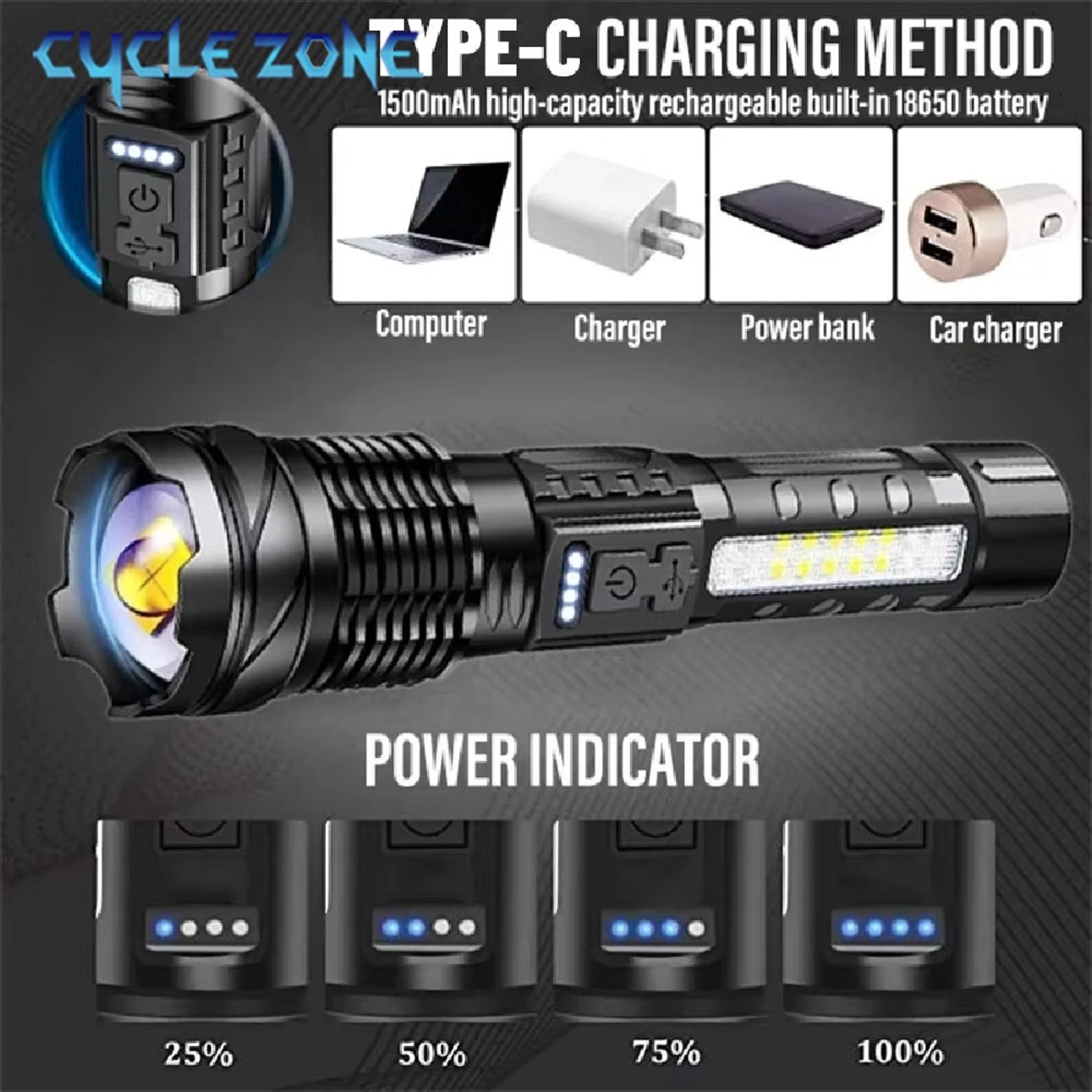 Zoomable Flashlight Powerful Handheld Emergency Torch For Outdoor Camping  Fishing 4