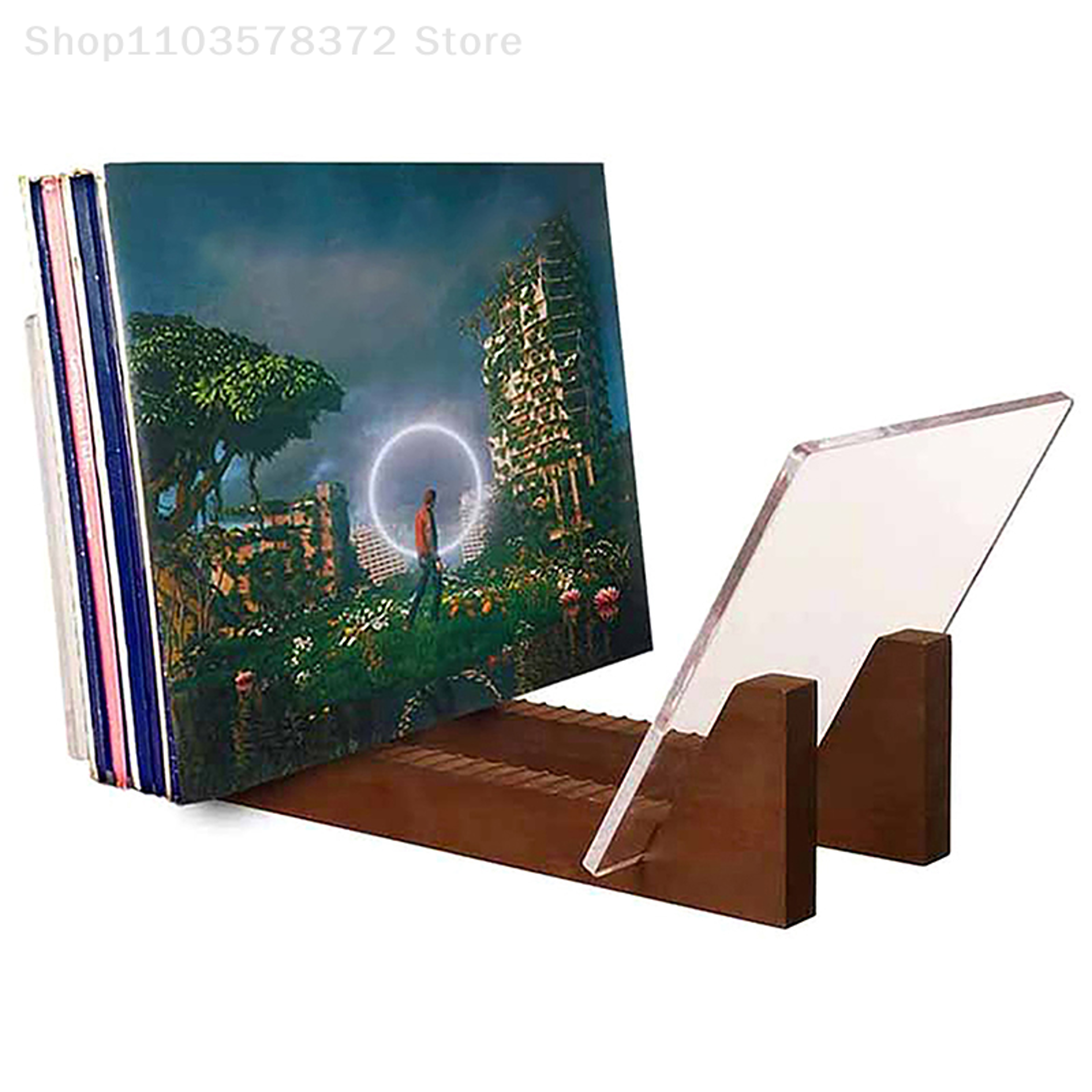 Modern Solid Wood Vinyl Record Storage  Desktop Album Display Stand 0