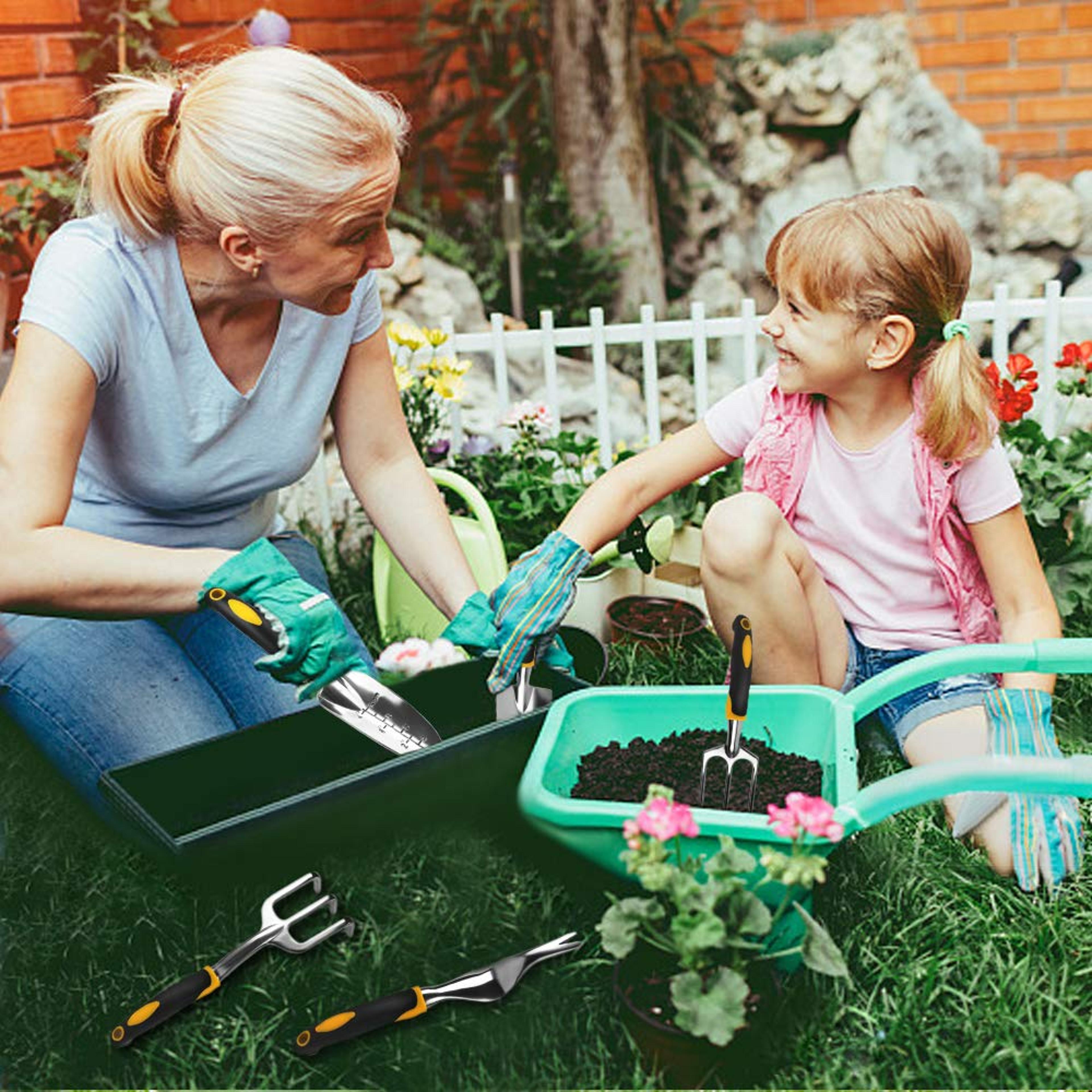 Premium Garden Hand Tools Set Ergonomic Trowel Rake  Cultivator For Bonsai  Lawn Care 2
