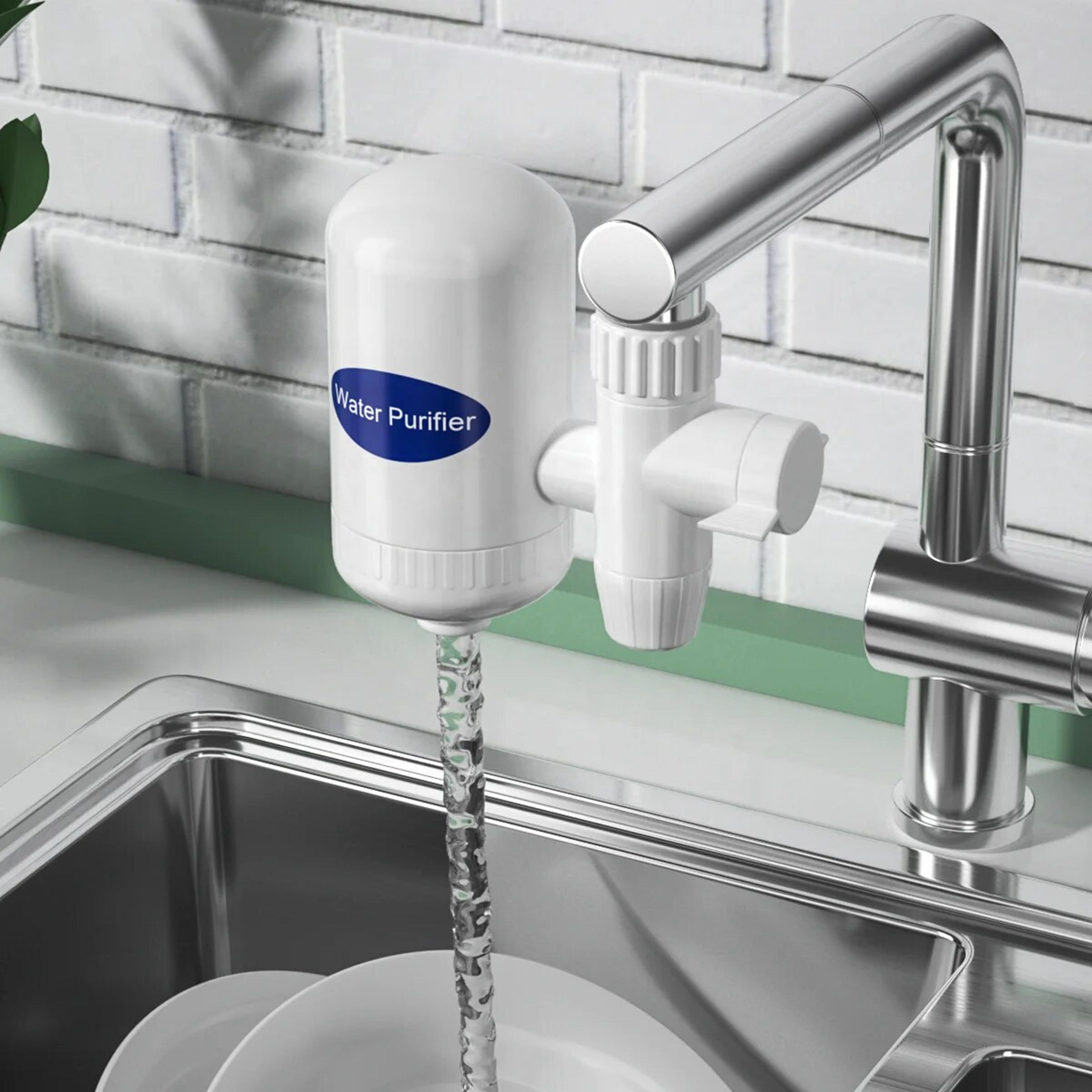 rotating faucet filter water purifier for kitchen sink with washable cartridge