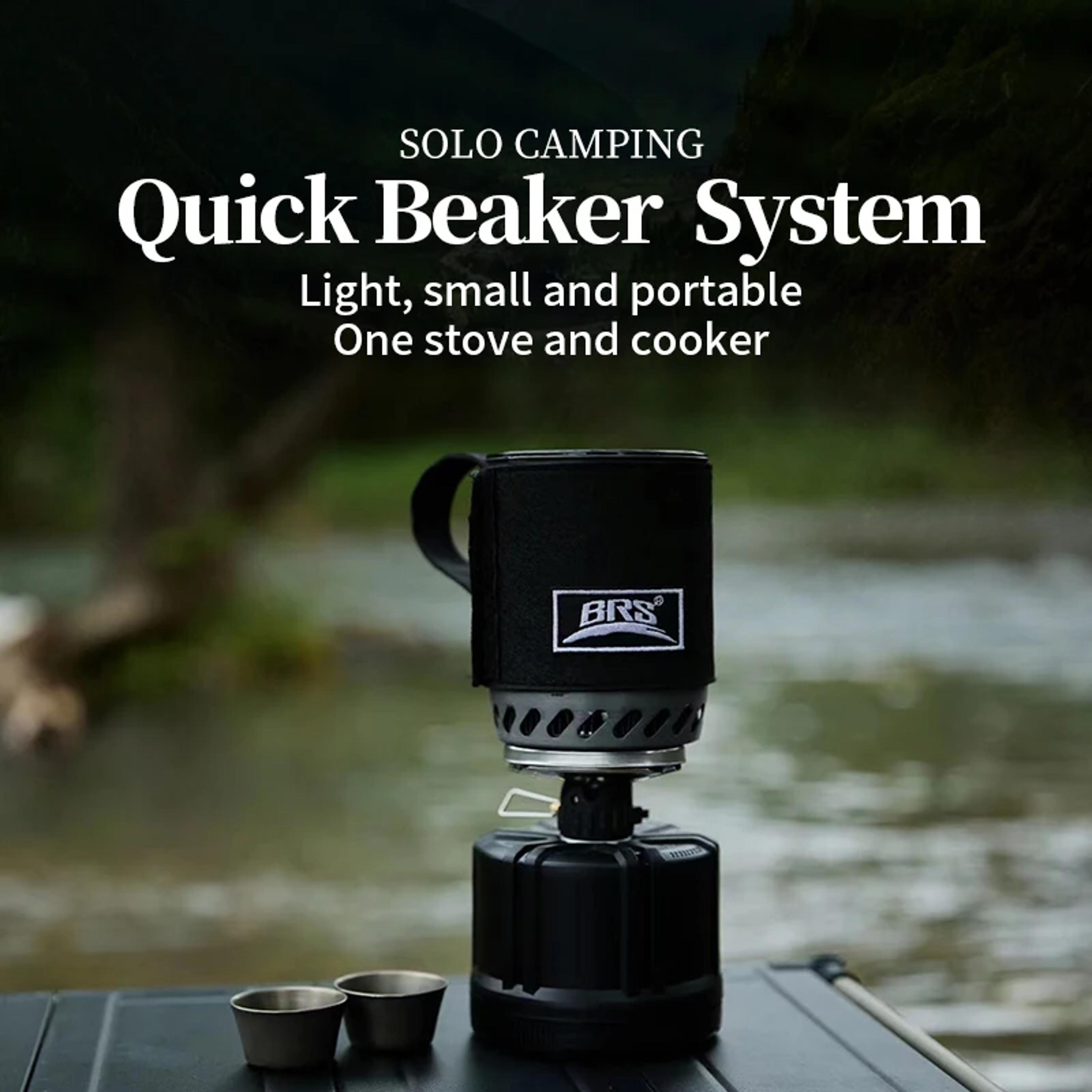 ultralight brs camping stove with integrated heat collecting pot for backpacking
