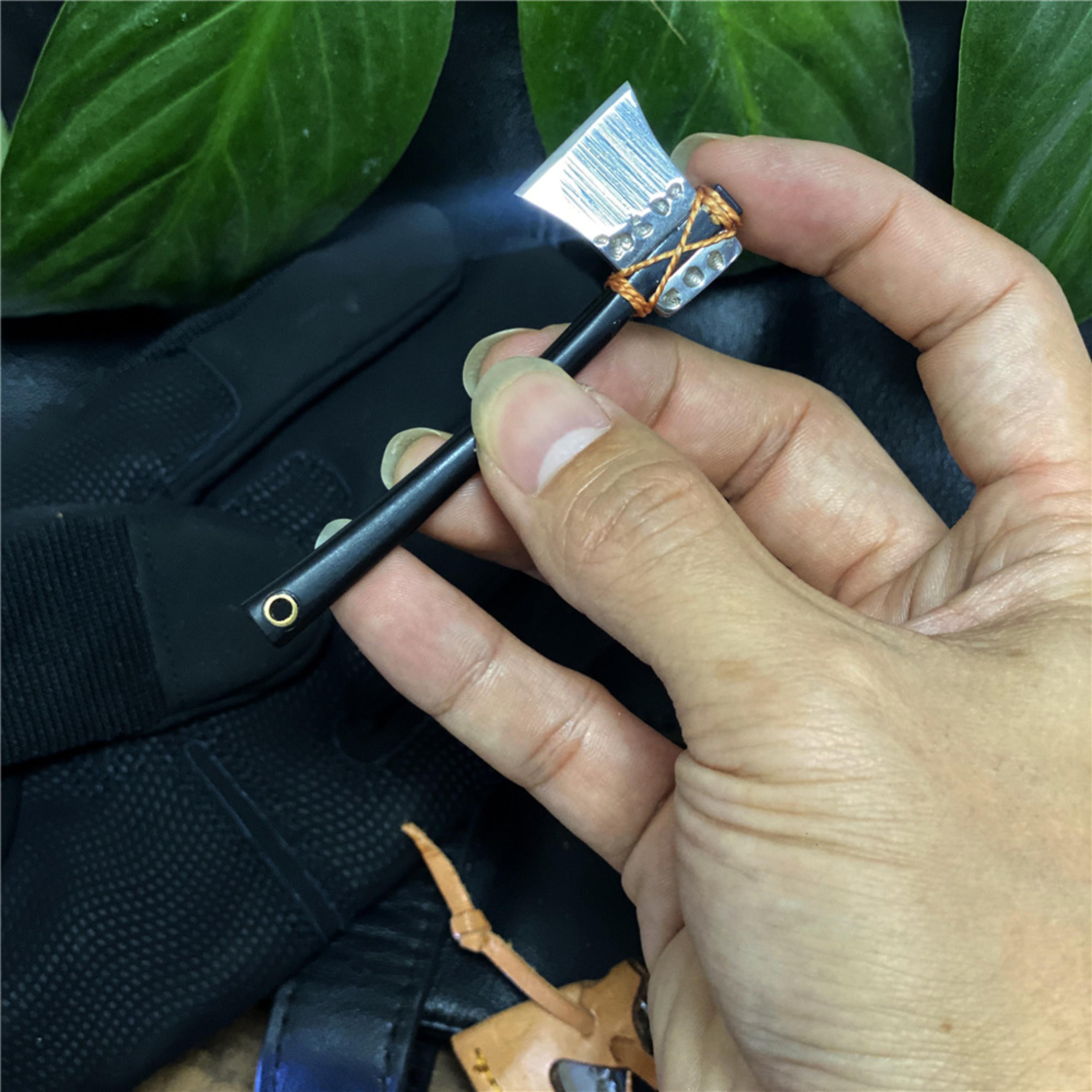 compact mini axe keychain portable fixed blade alloy steel knife