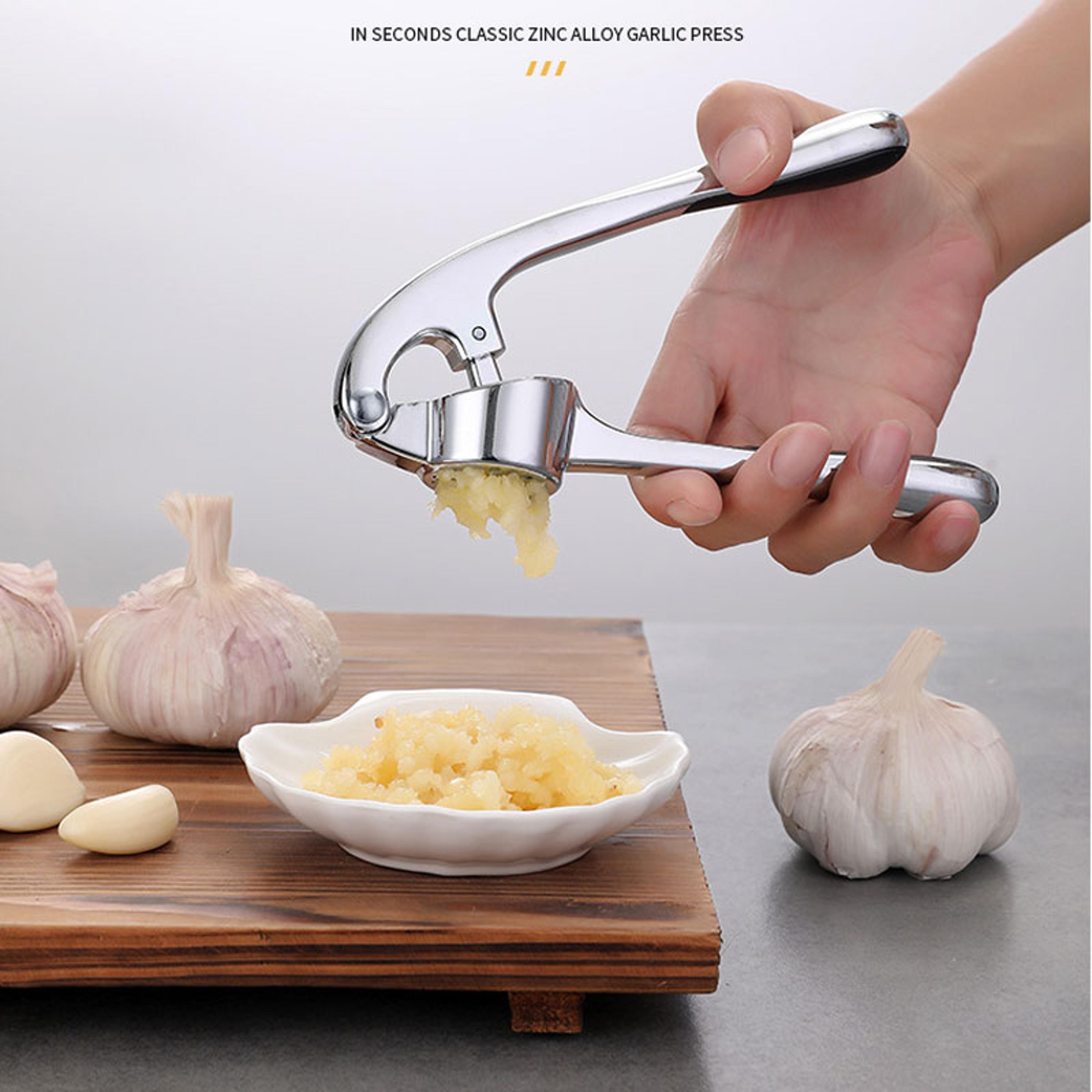 stainless steel garlic press rocker easy clean garlic mincer tool