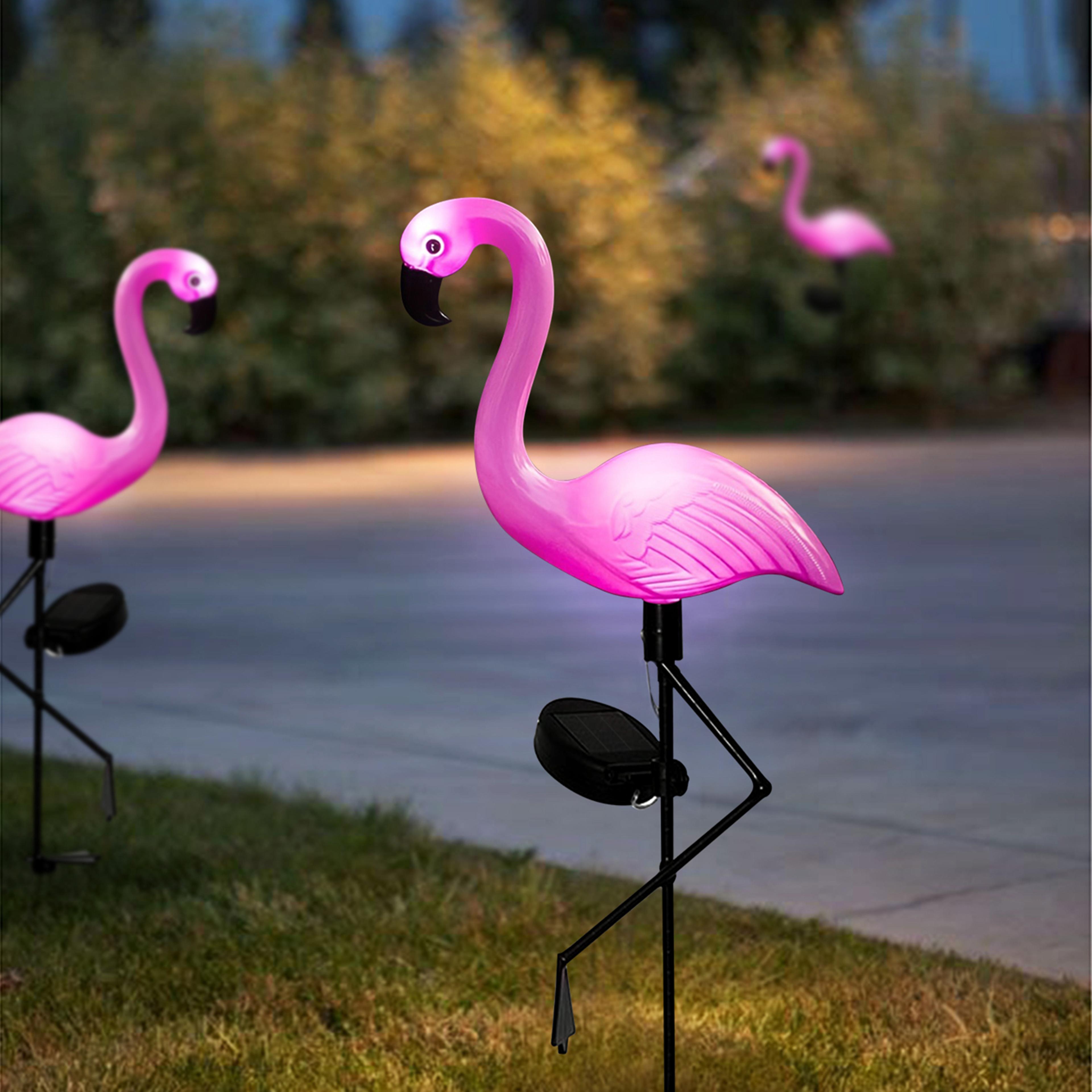 solar flamingo garden lights waterproof outdoor decorative yard lights set