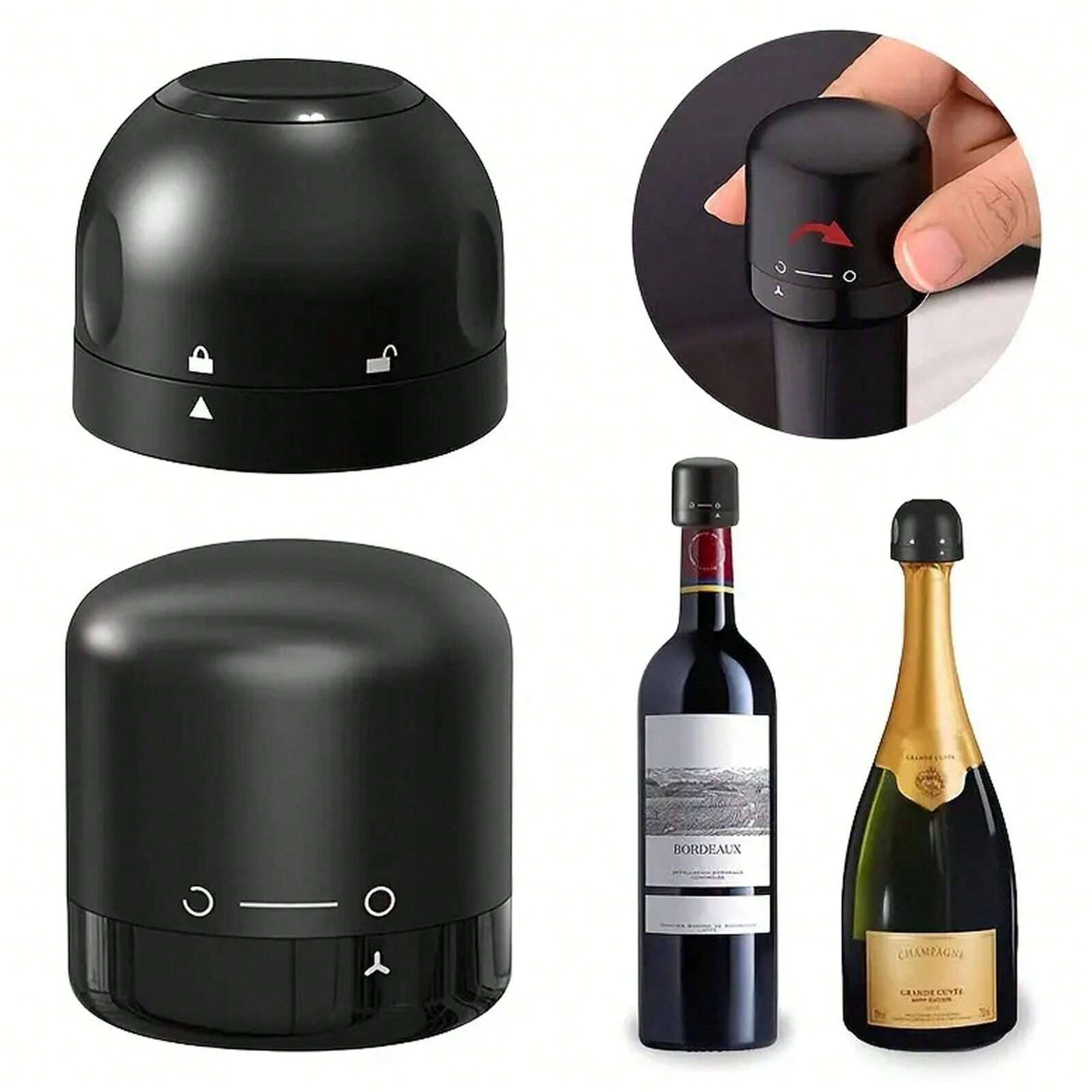 premium wine bottle stopper leak proof champagne sealer with spin lock preservation cap