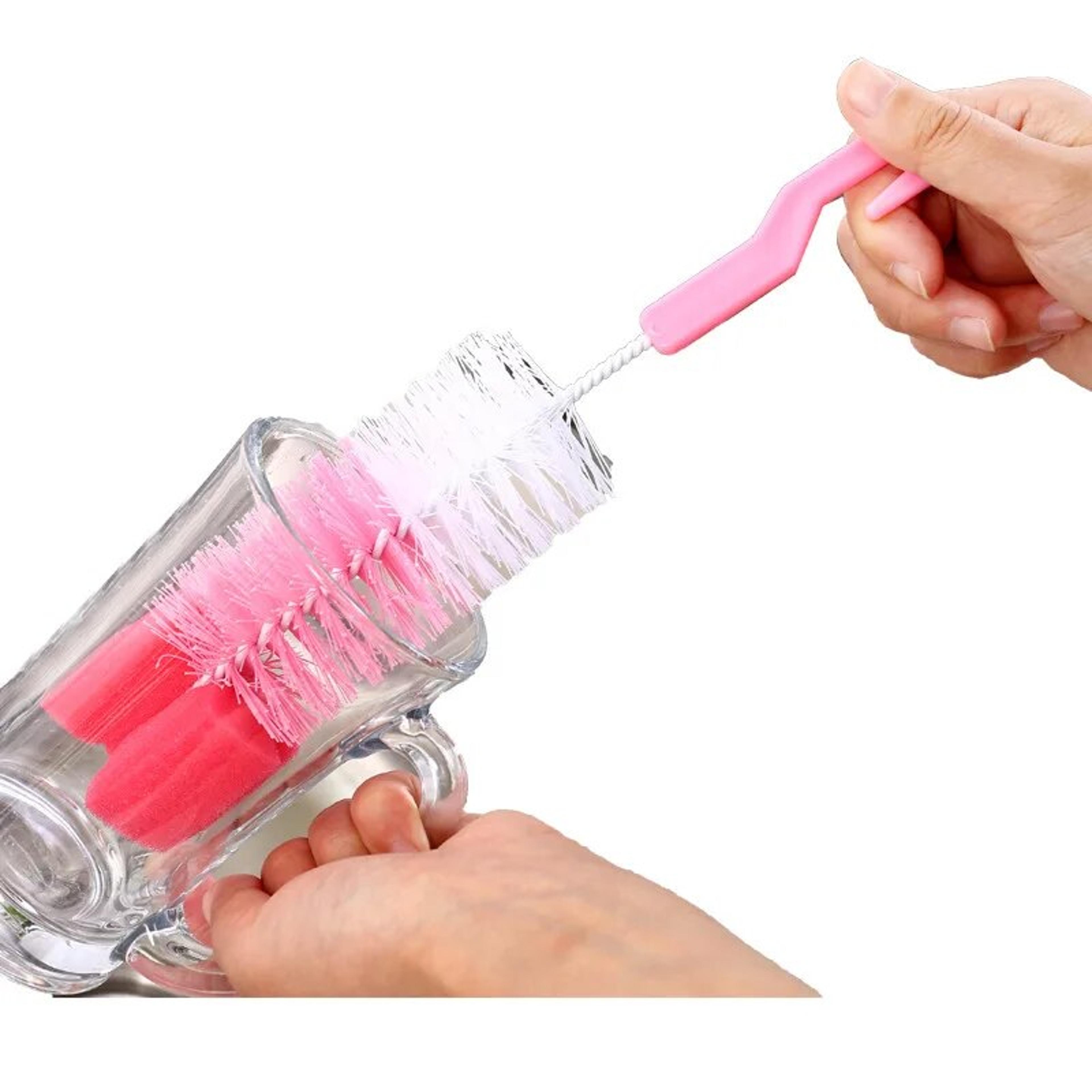 Rotating Baby Bottle Brush Set Long Handle Soft Bristle Cleaner For Bottles Cups And Glassware 4