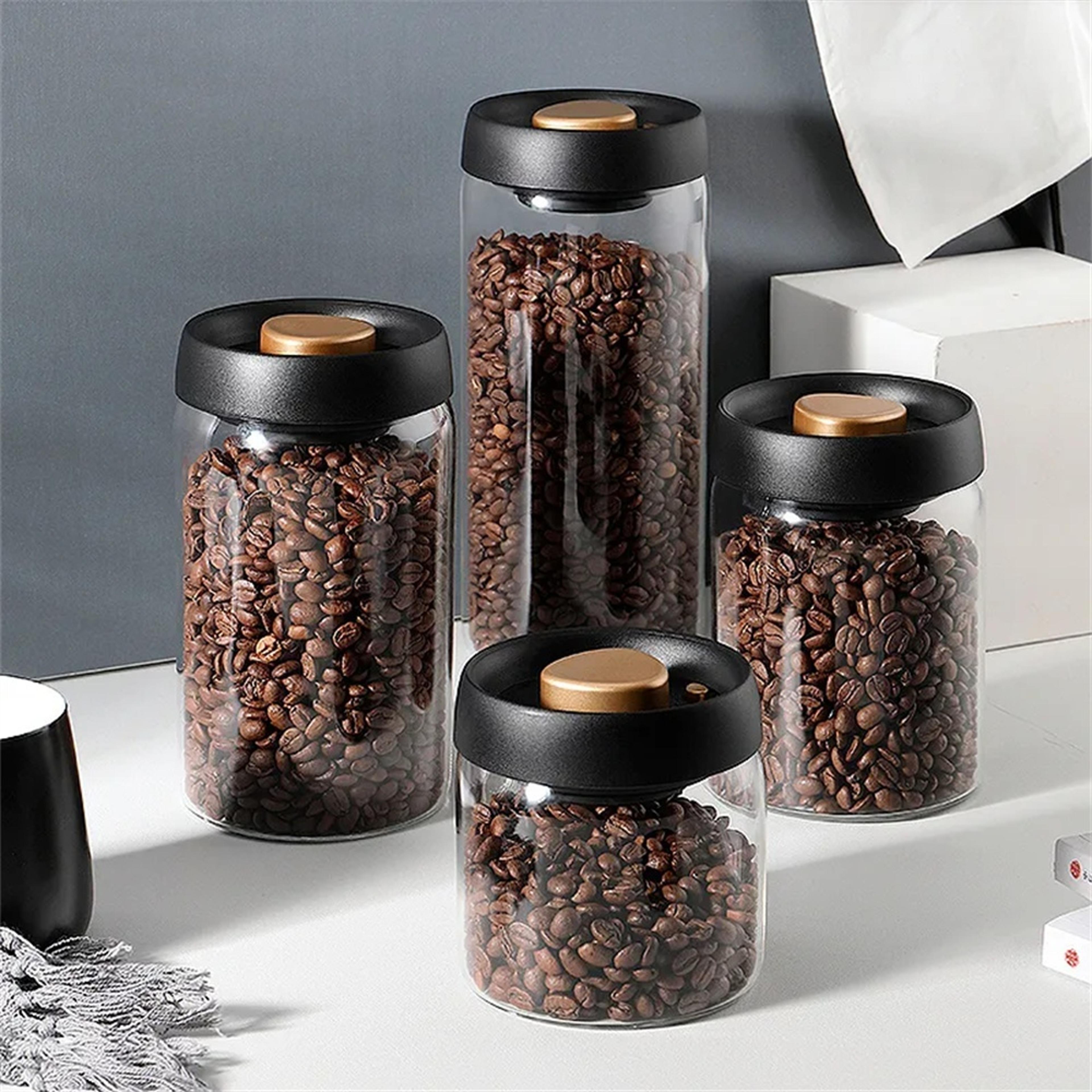 airtight vacuum coffee canister glass coffee bean storage container
