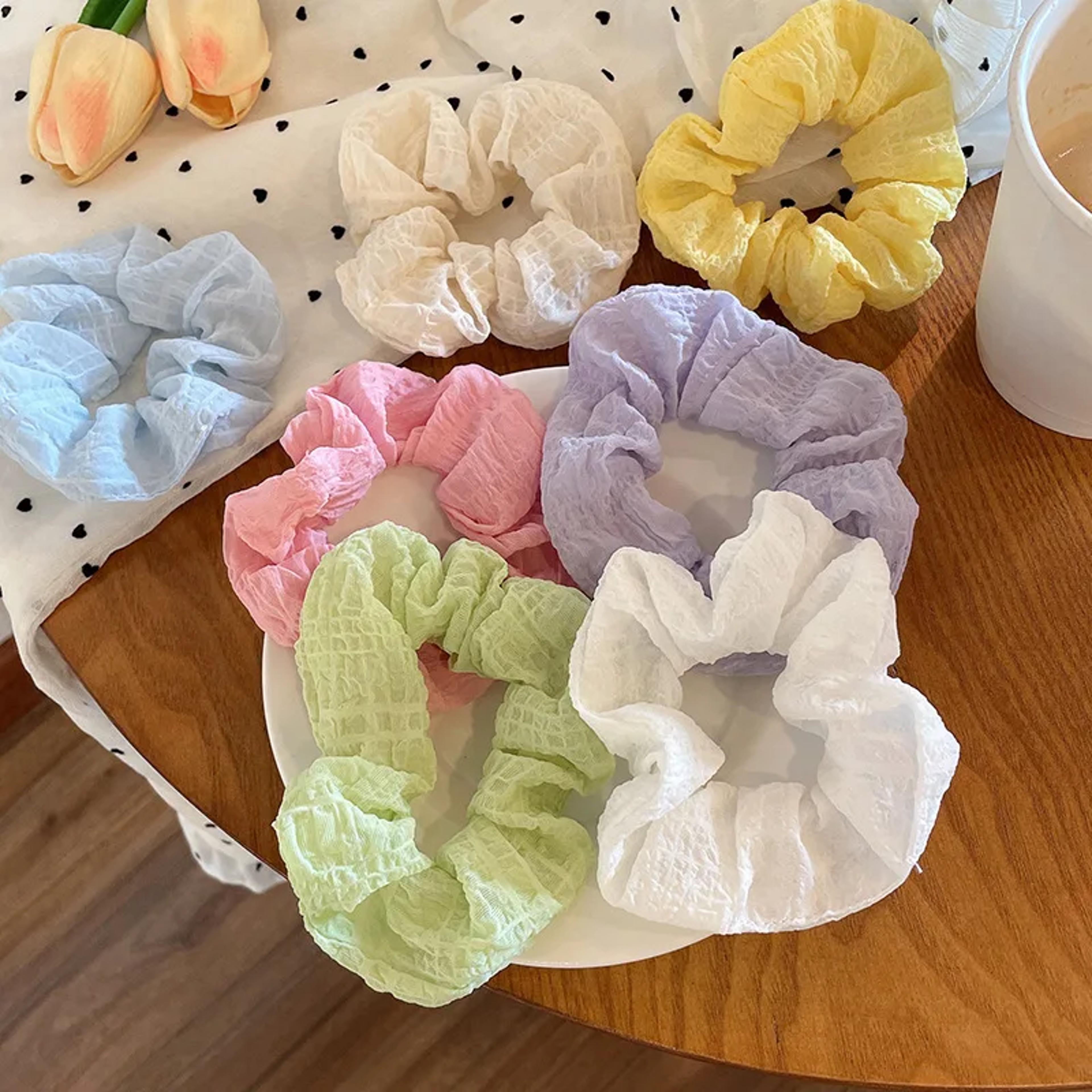 deluxe candy color hair scrunchie set soft elastic hair ties for women & girls