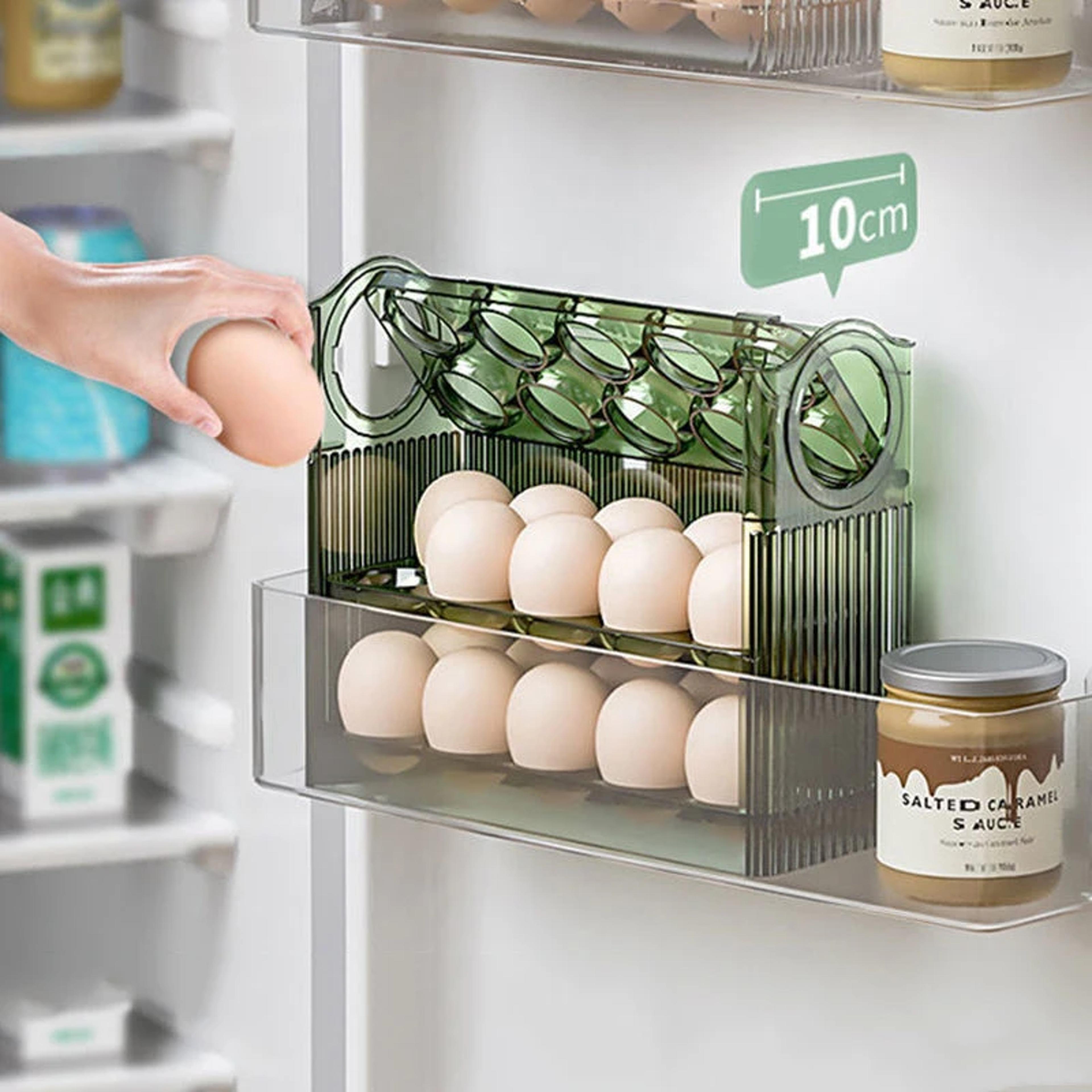 StackFlow Egg Storage Box Refrigerator Organizer With Egg Holder Dispenser And Fresh Keeping Tray 3