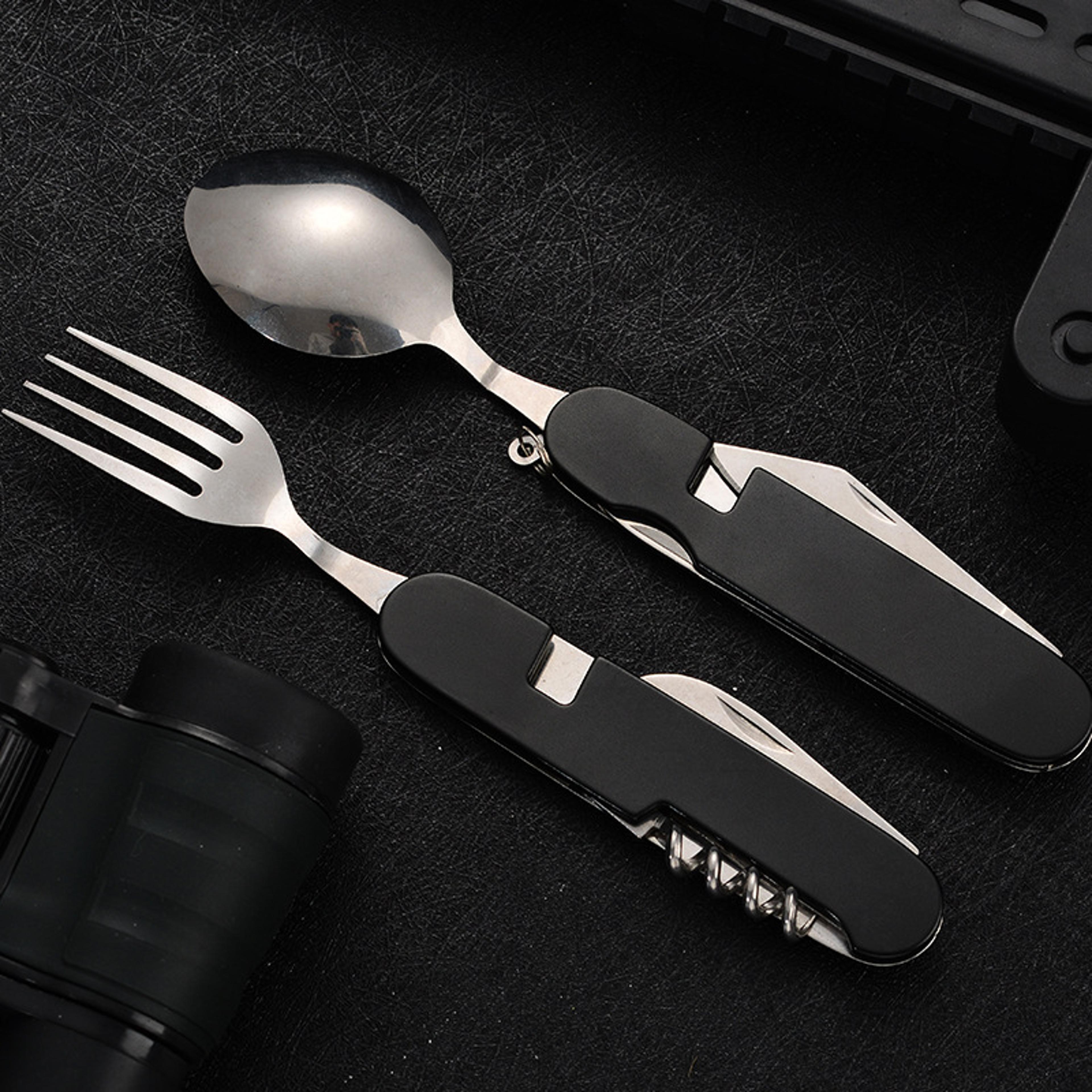 Folding Camping Utensil Set Portable Outdoor Tableware Kit 4