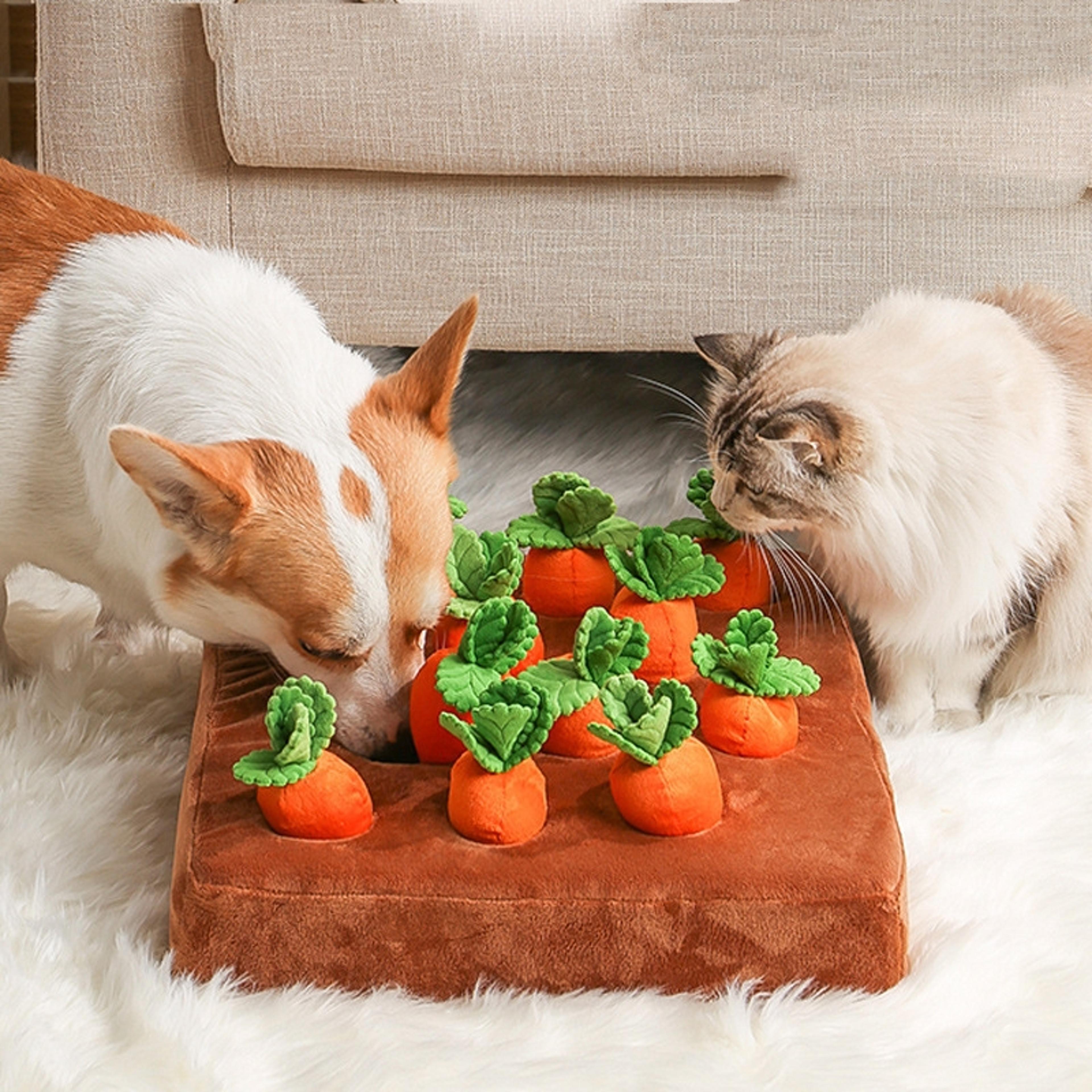 Interactive Dog Puzzle Toy Carrot Snuffle Feeding Plush For Enrichment  Chewers 0