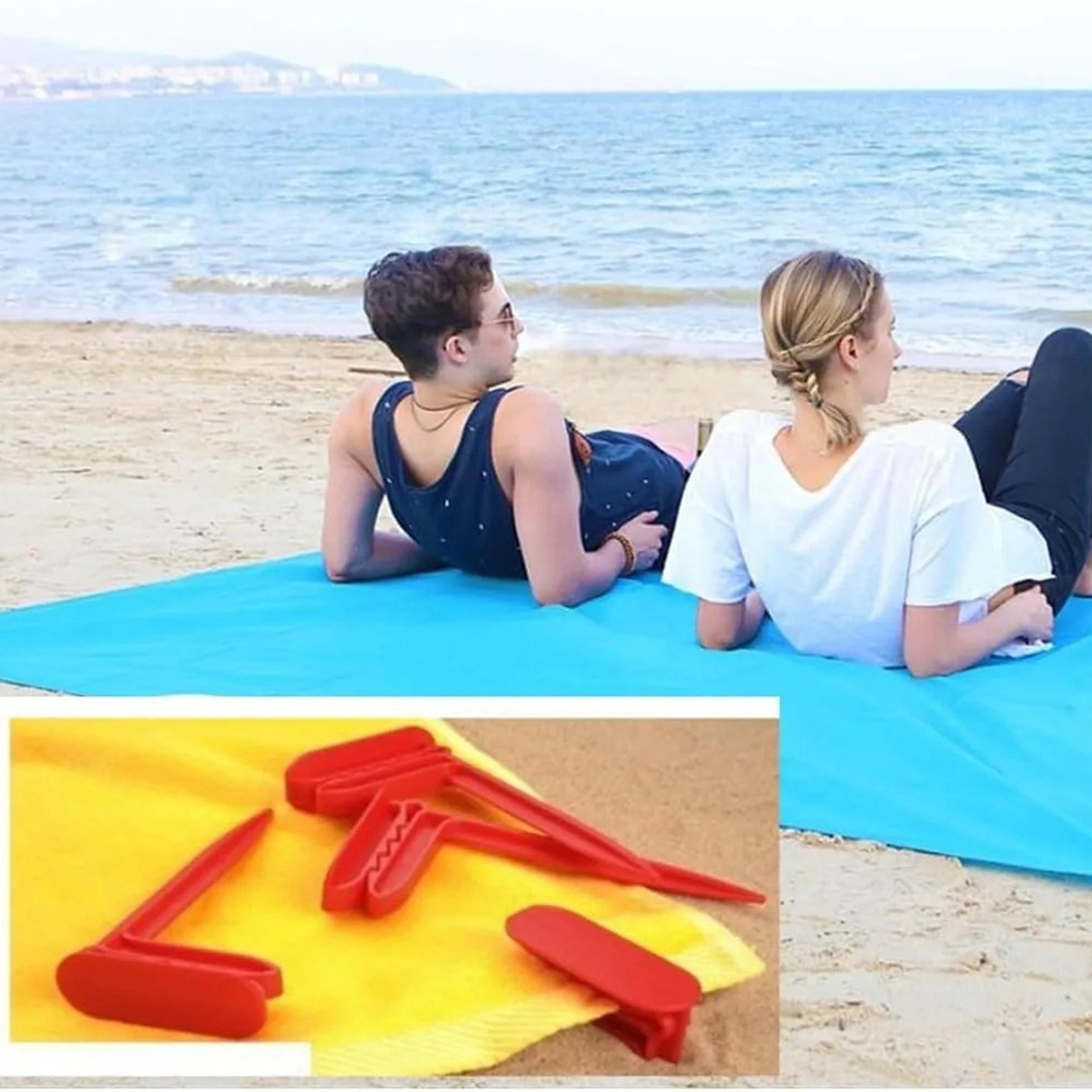 Windproof Beach Towel Clips Set Heavy Duty Picnic Blanket  Camping Towel Clamps 4