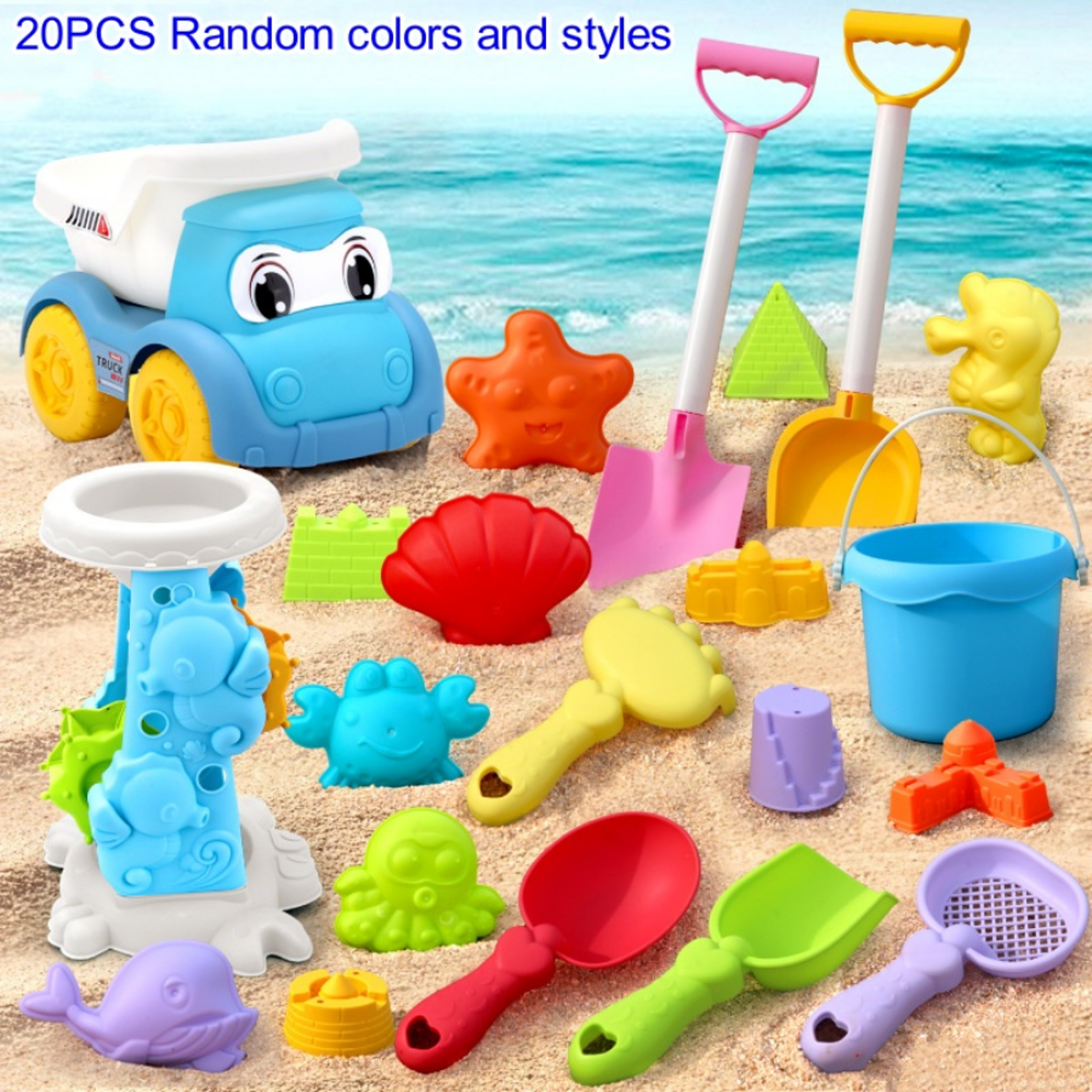 Kids Beach Toy Set With ATV Sand Digging Kit And Bucket Fun Beach Play Set For Toddlers 7