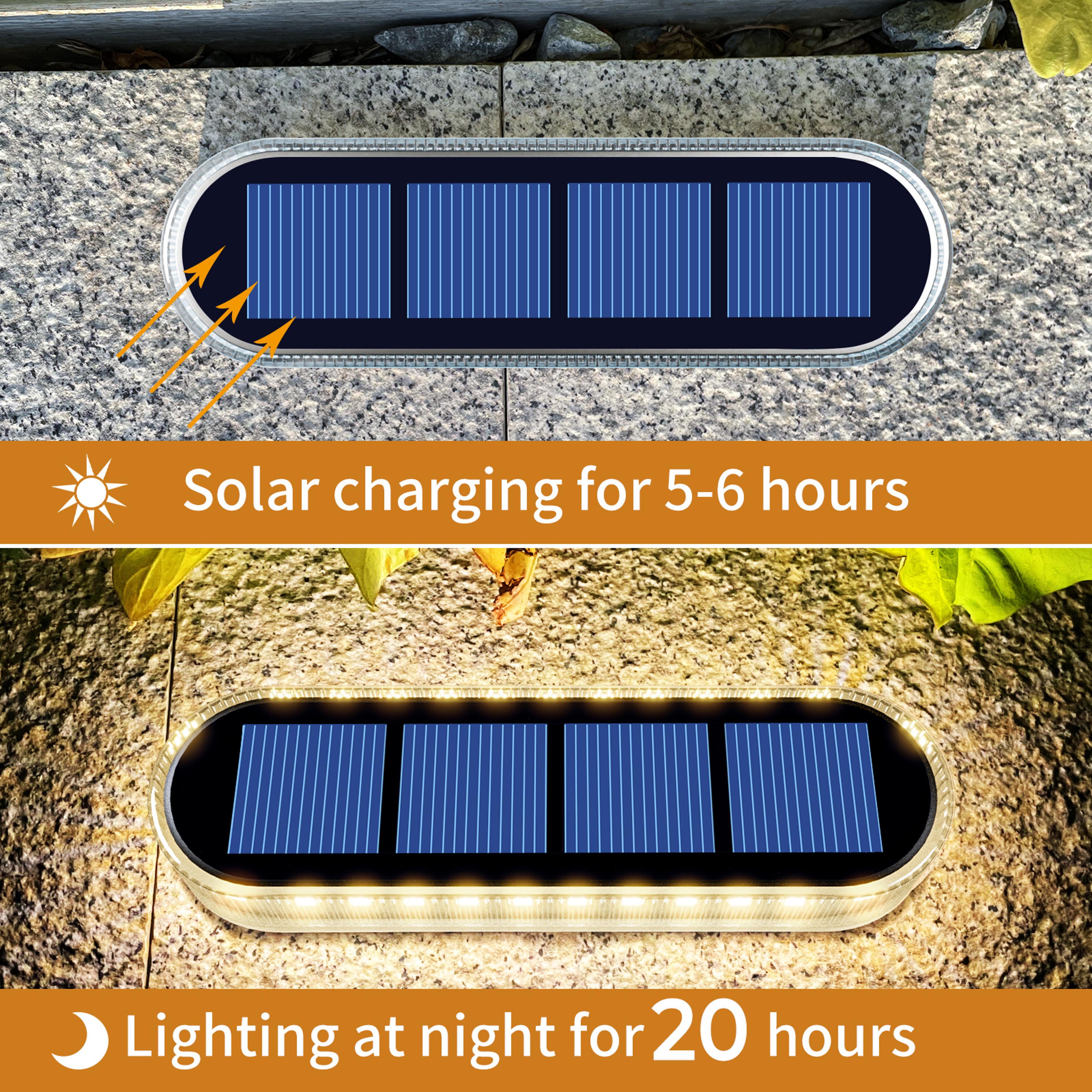 Solar Step Lights Waterproof IP68 Warm White LED Pathway Lights For Stairs  Walkways 3