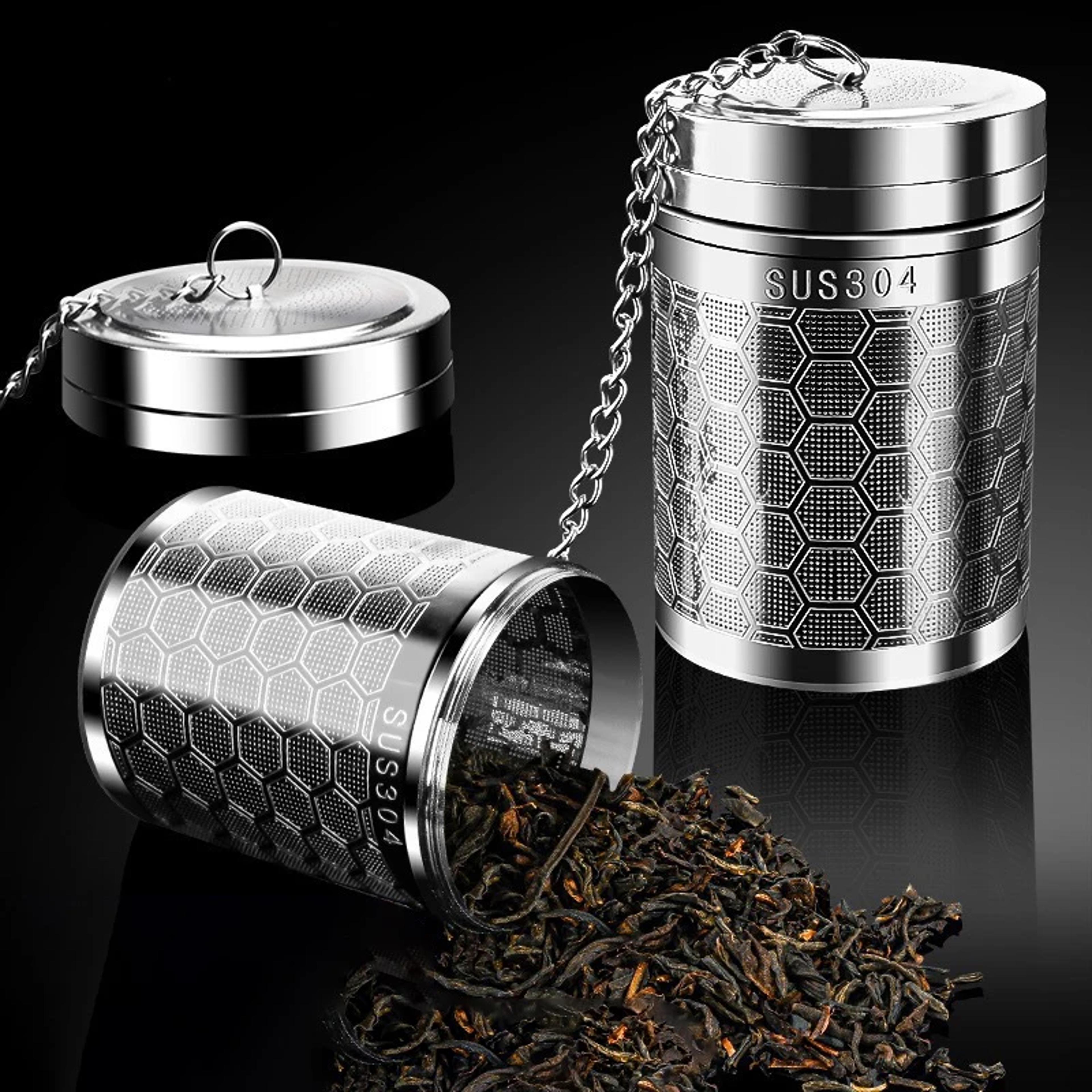 stainless steel loose tea infuser ball with fine mesh strainer and chain hook