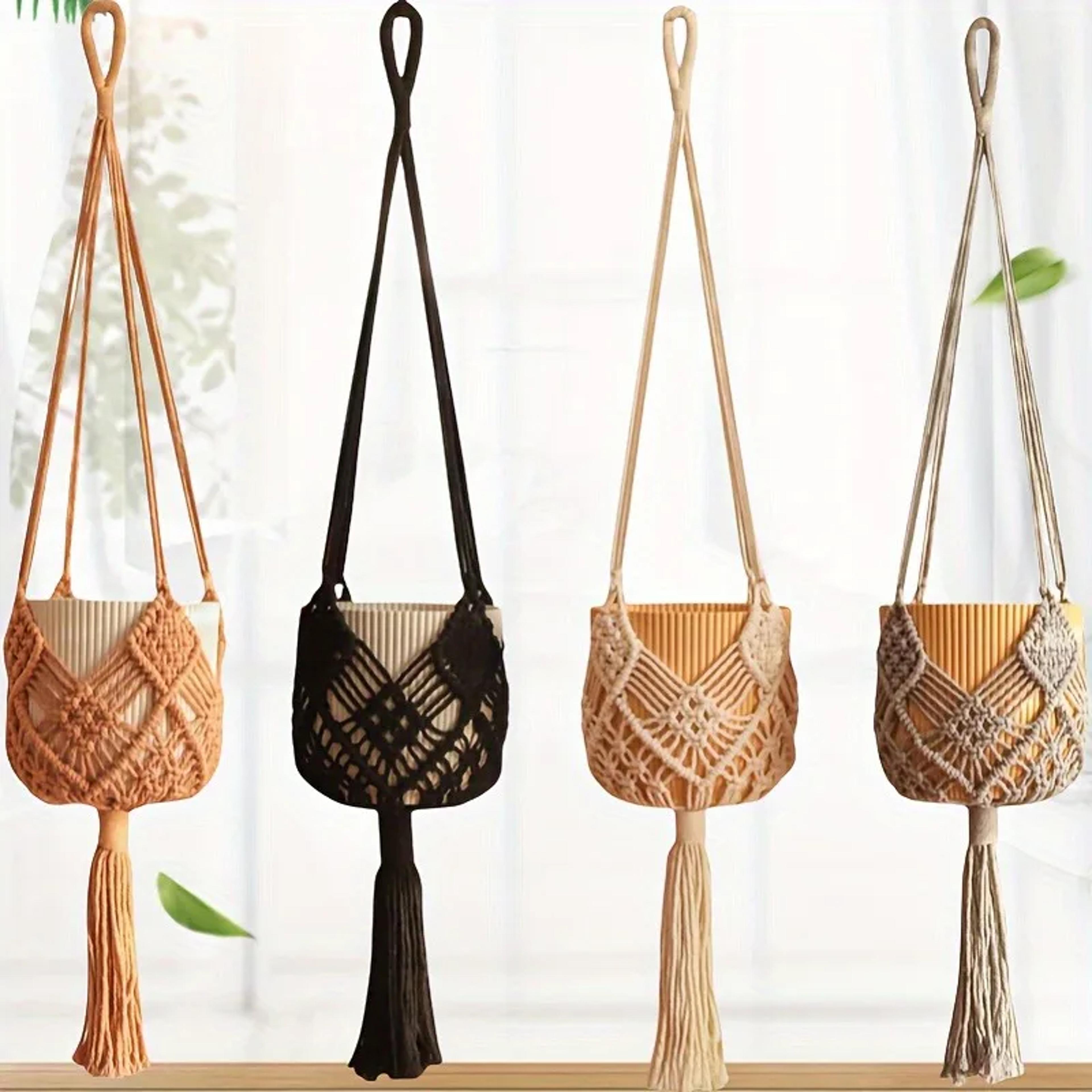boho macrame plant hanger cotton rope indoor hanging planter basket