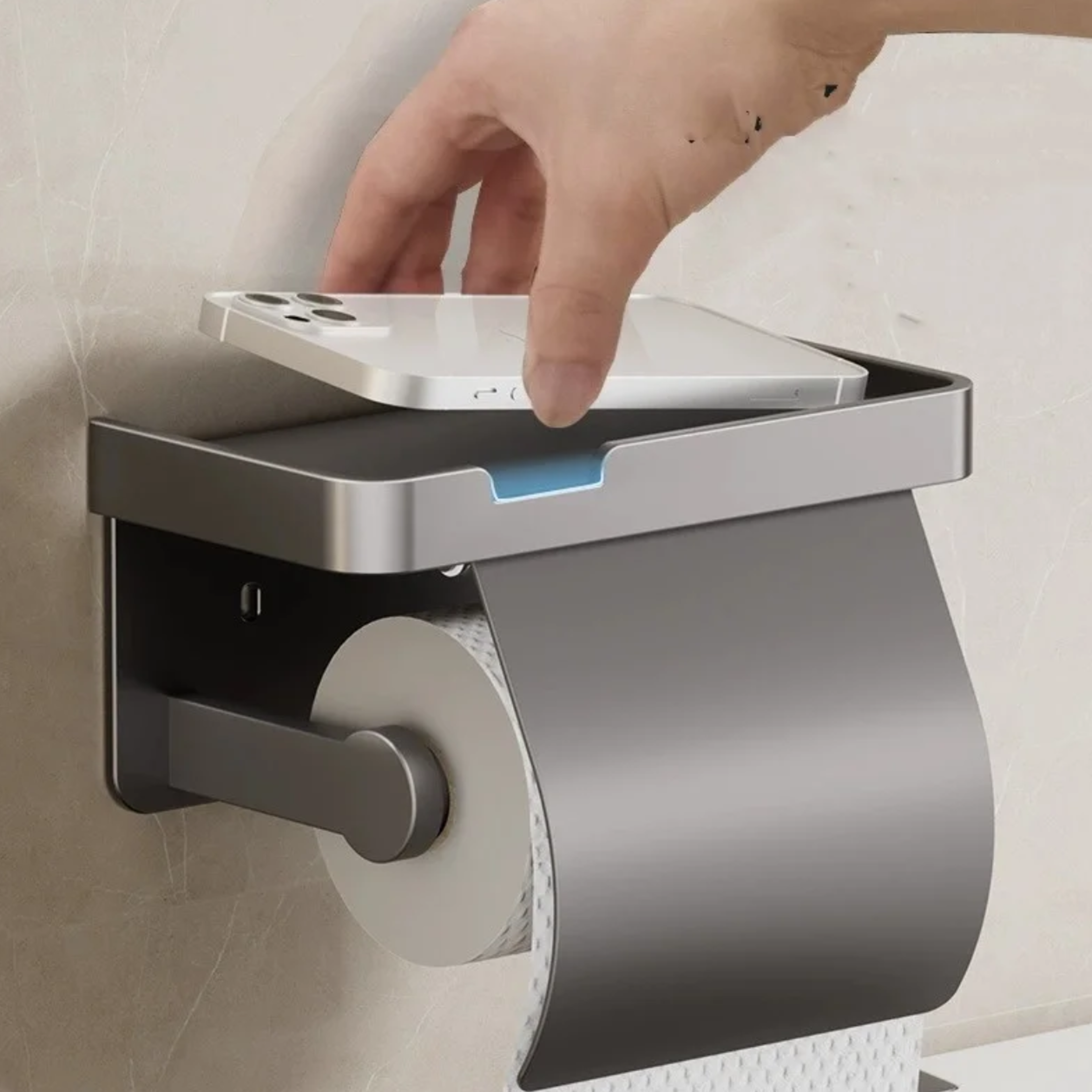 waterproof wall mounted toilet paper holder box with storage dispenser