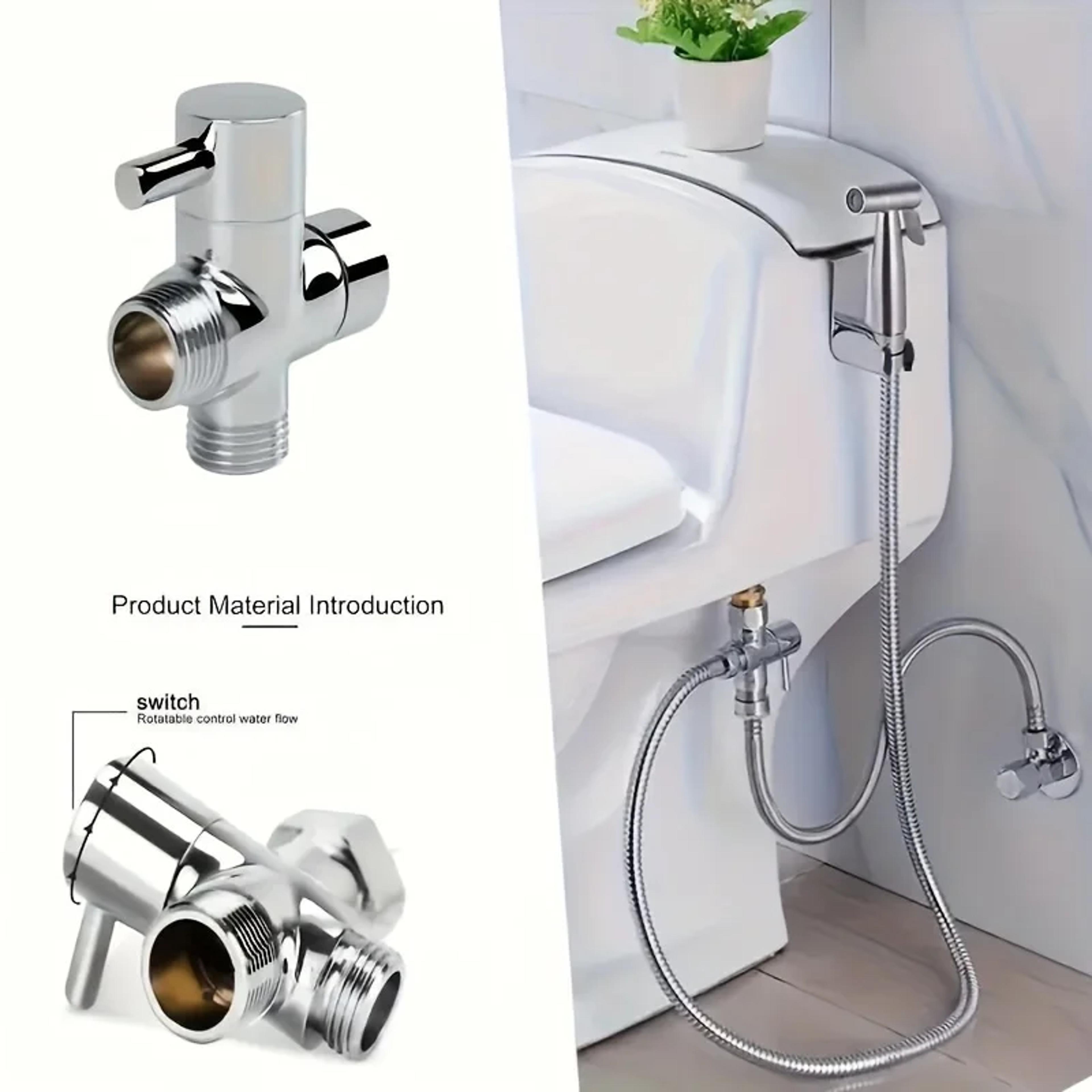 Premium Handheld Bidet Sprayer Set With Stainless Steel Hose For Easy Toilet Cleaning  Hygiene 2