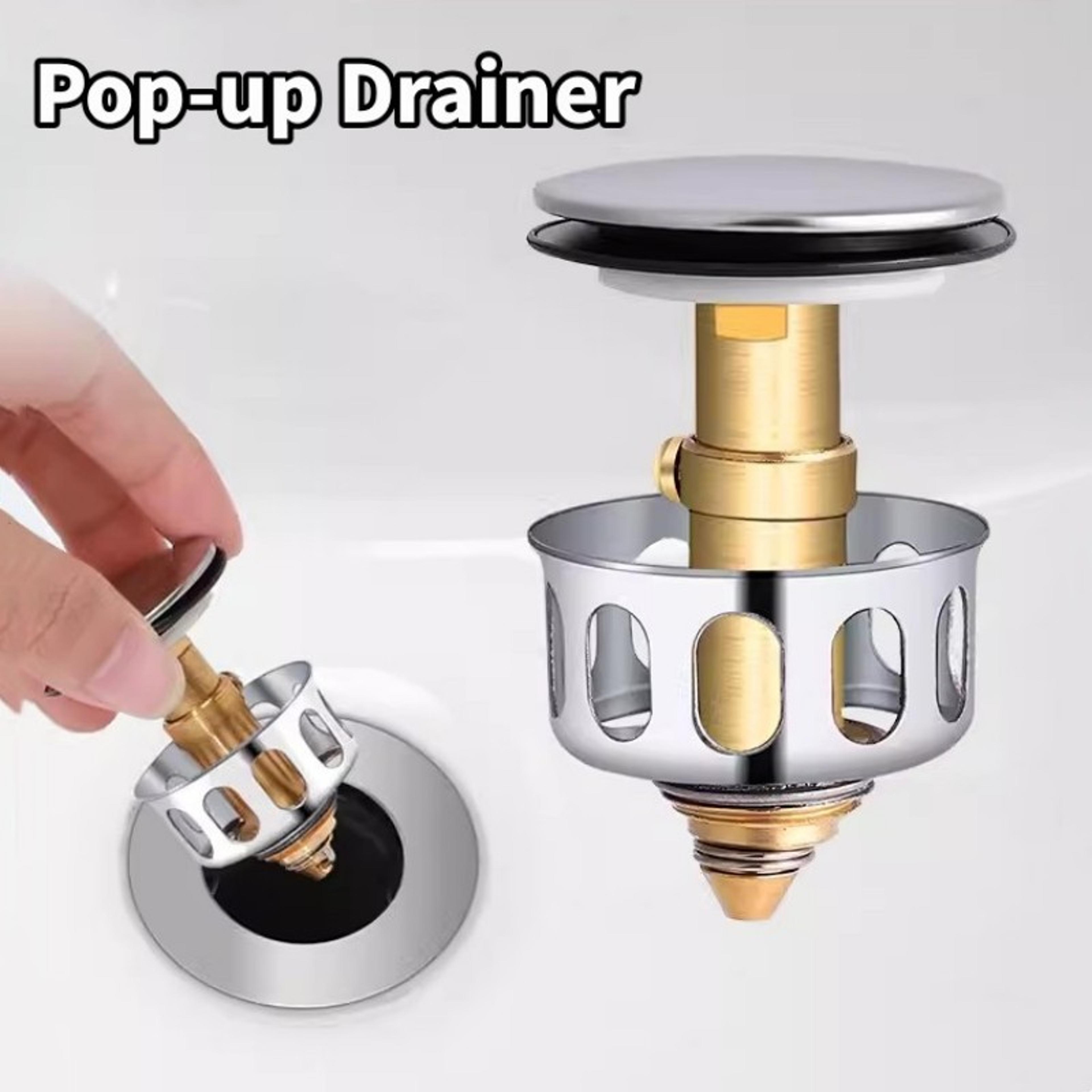 universal pop up sink drain stopper with hair catcher filter for bathroom basin