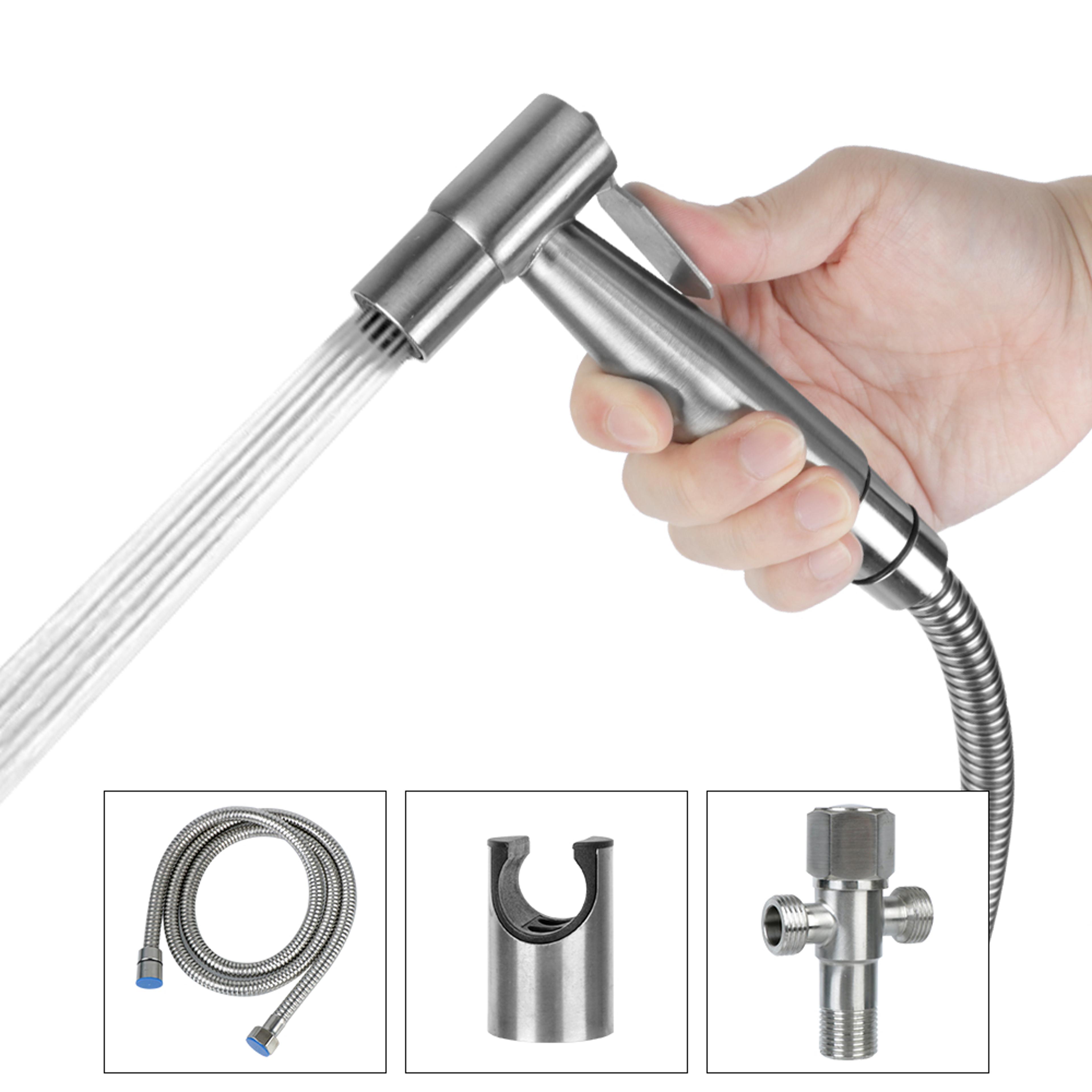 stainless steel handheld bidet sprayer set for toilet hygienic bathroom cleaning solution
