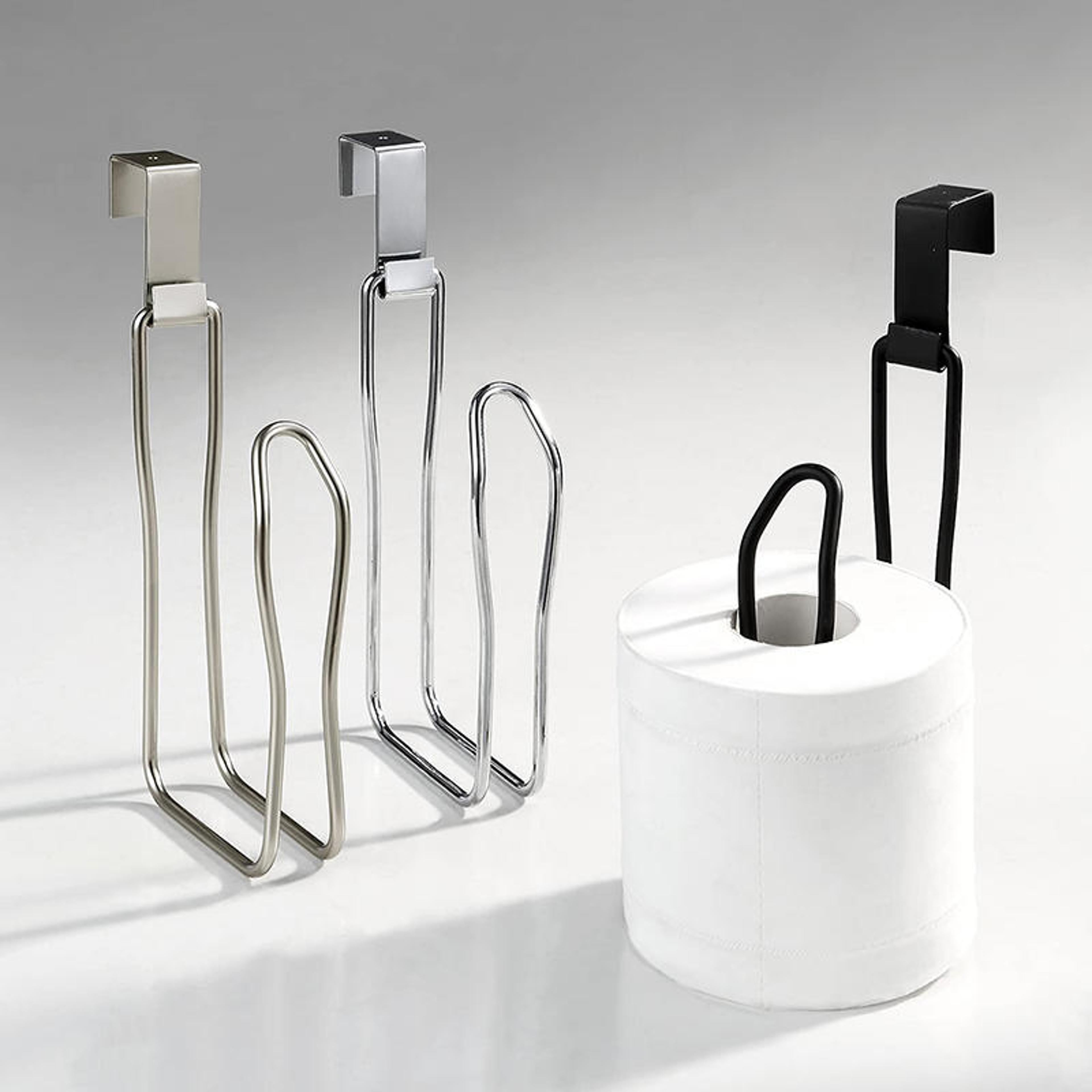 No Drill Wall Mounted Toilet Paper Holder Space Saving Bathroom Tissue Rack 0