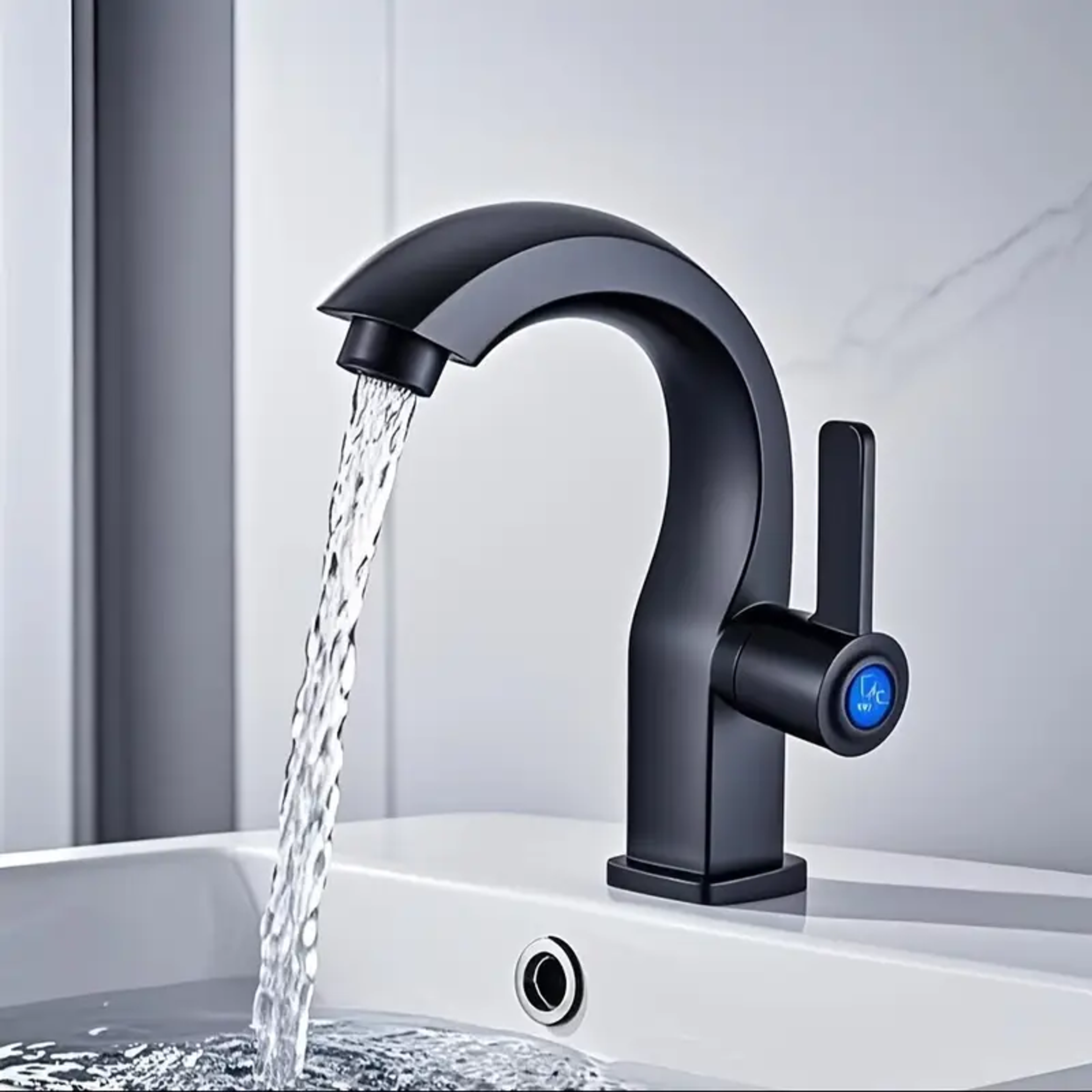 modern matte black bathroom faucet with side sprayer and easy install design
