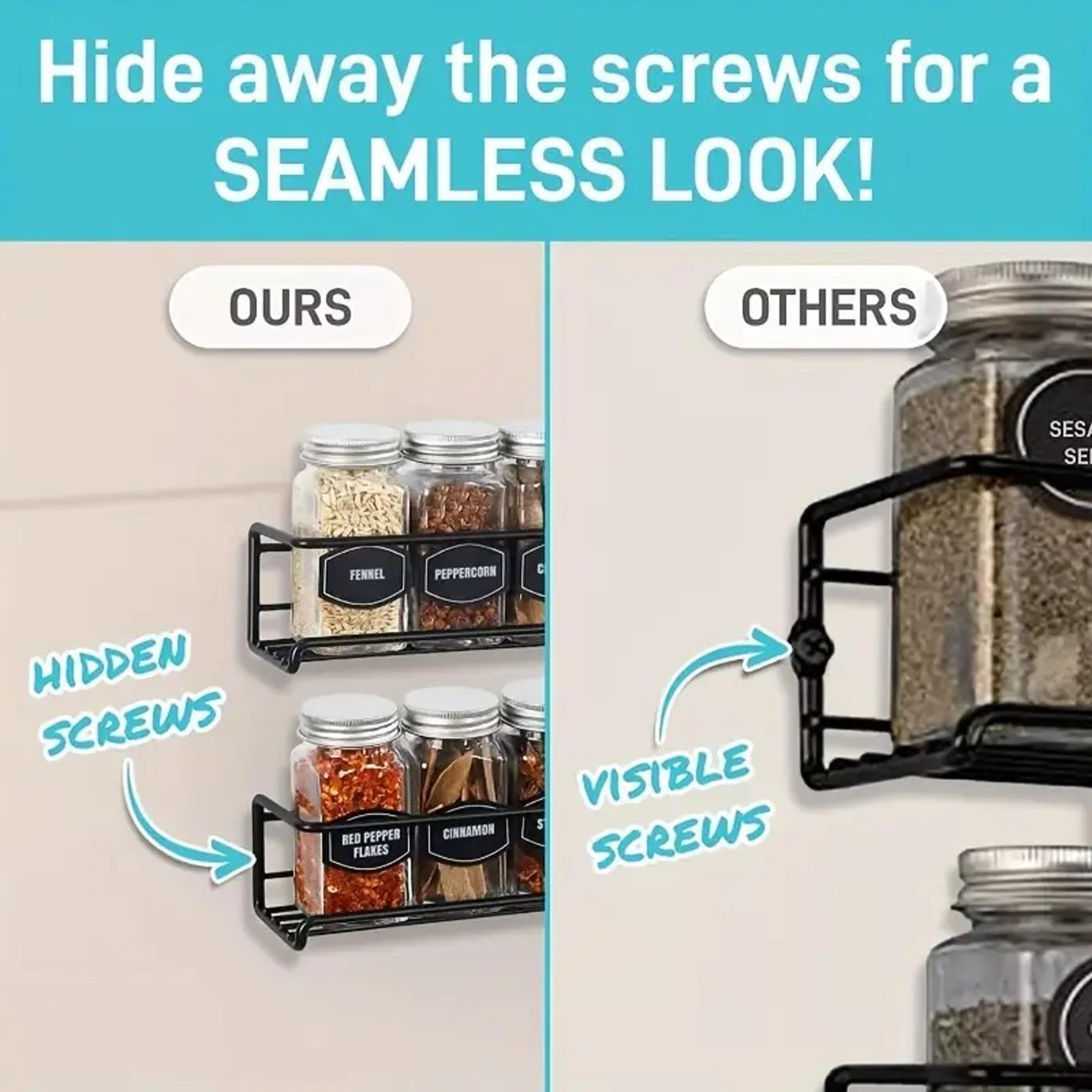 Multi Use Wall Mounted Spice Rack Metal Shelf For Kitchen  Bathroom Storage 3