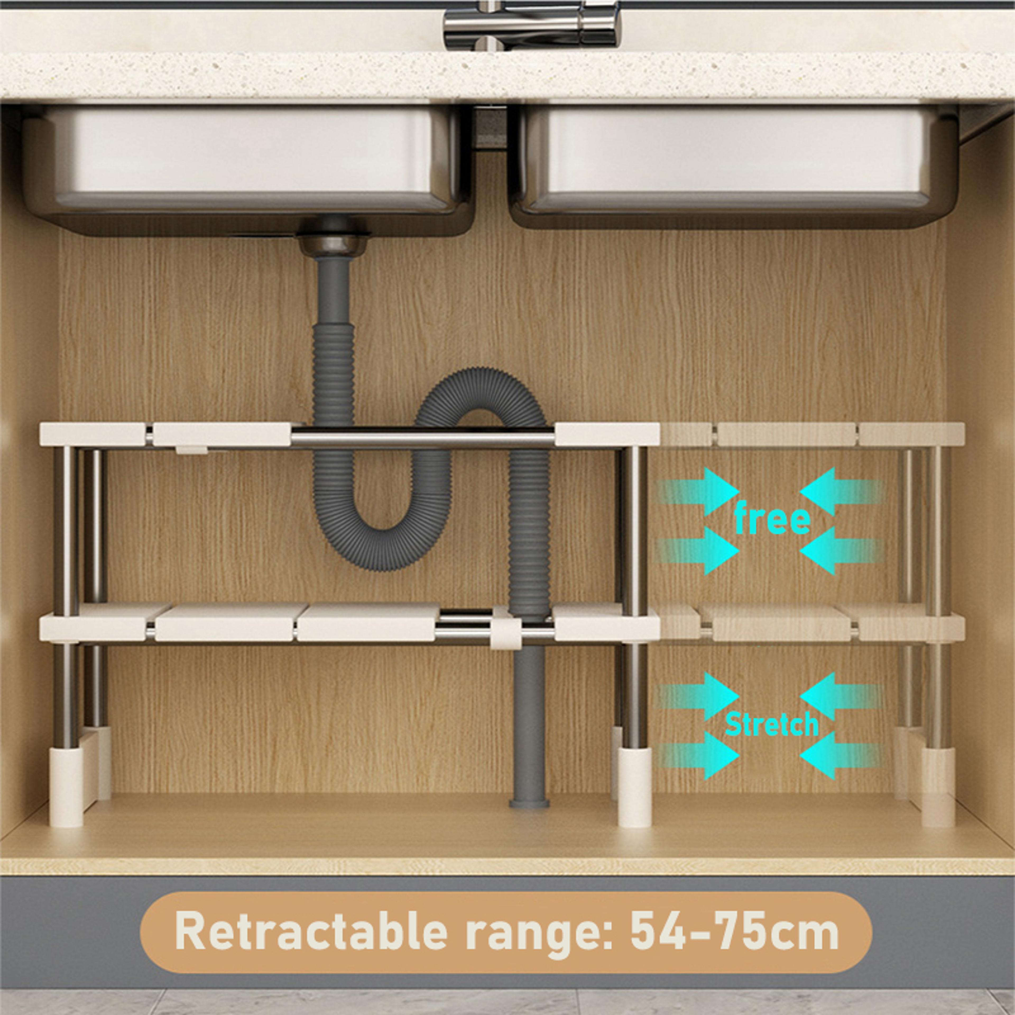 Adjustable Cabinet Organizer Shelves Stackable Expandable Kitchen Storage Rack For Counters  Sink S 0