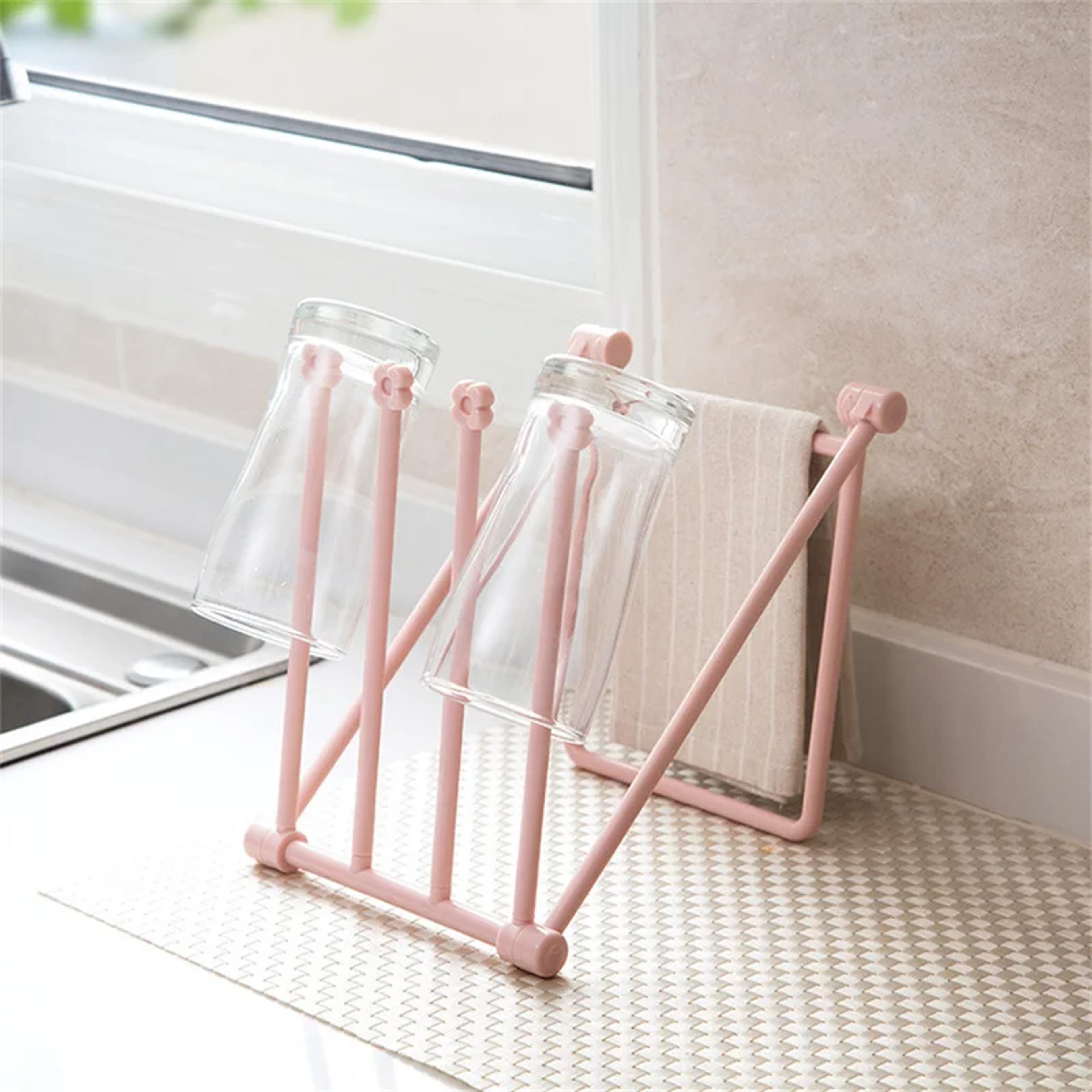 Foldable Kitchen Towel Rack Stand Space Saving Dish Cloth Drying Organizer 5
