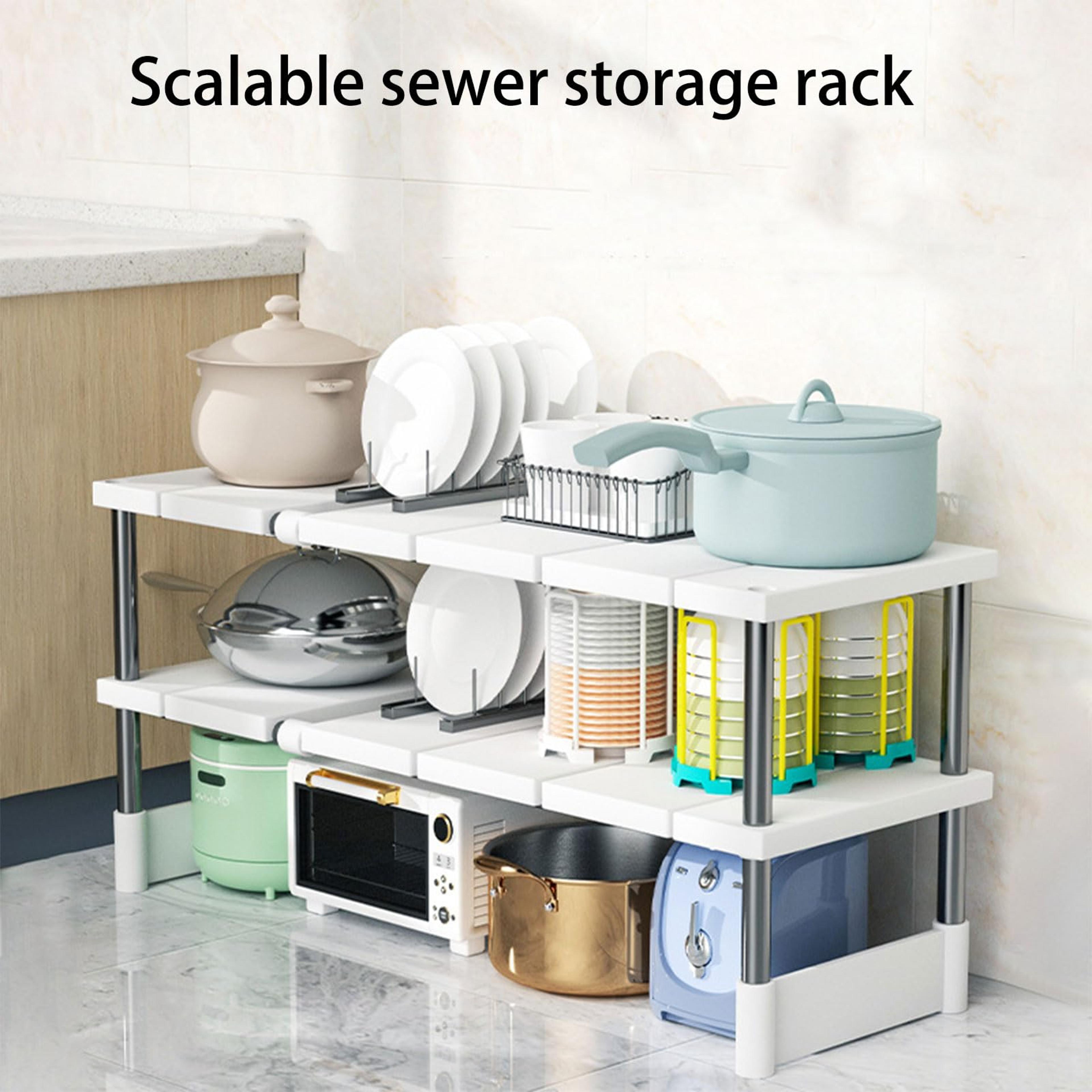 Adjustable Closet Organizer Shelf Stackable Expandable Storage Rack For Kitchen Sink  Wardrobe 2