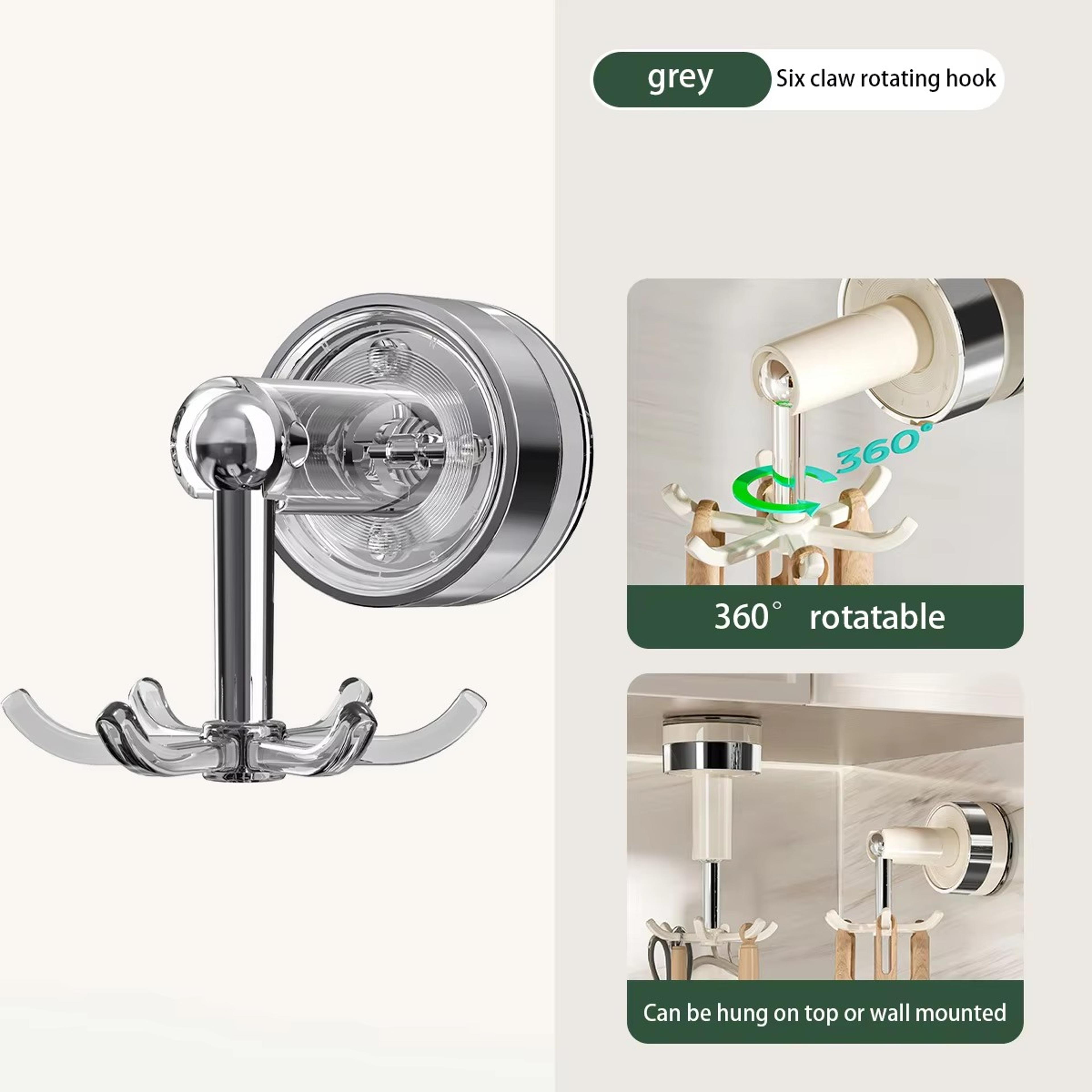 Rotating Suction Cup Hook Rack For Kitchen Wall Storage Organizer 6