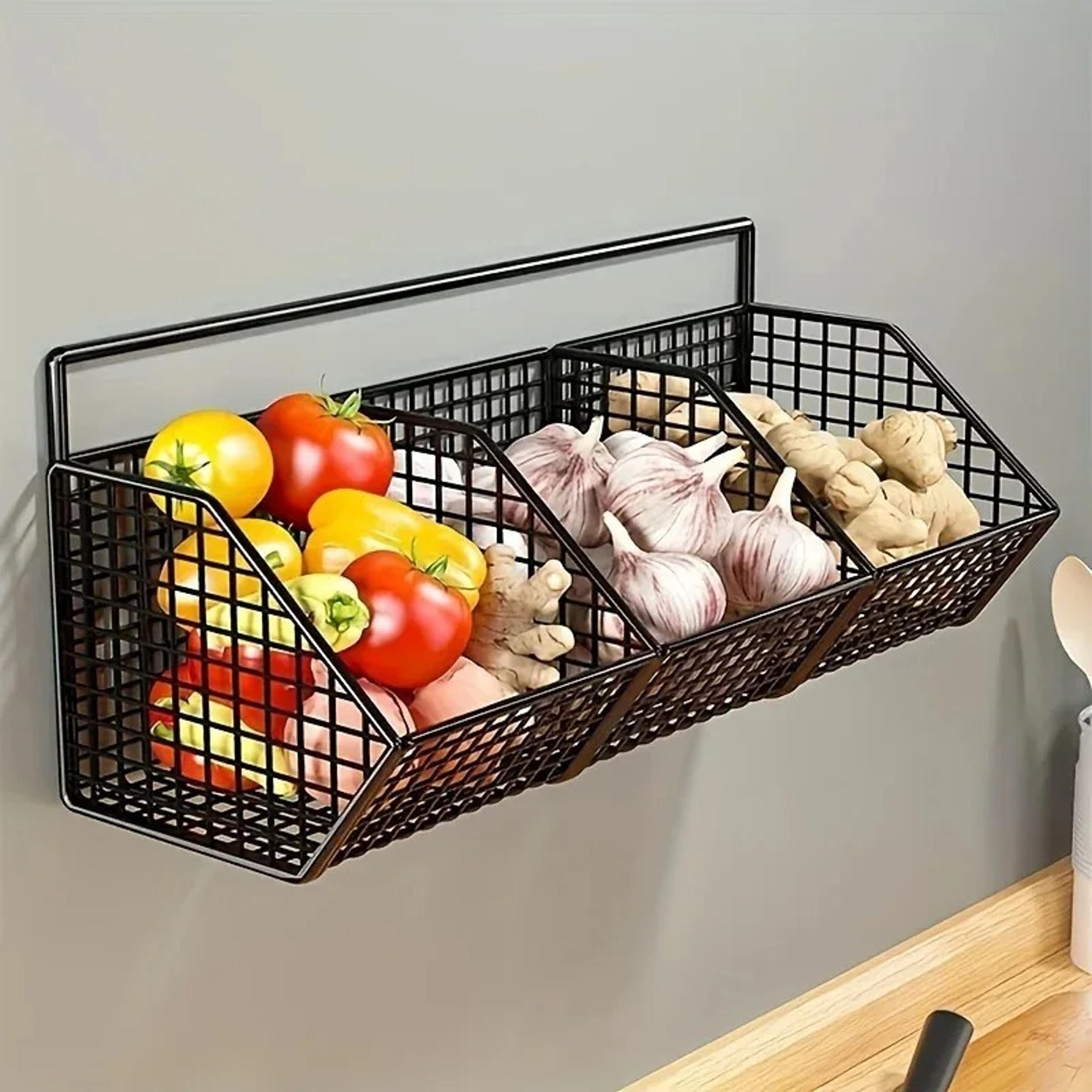 wall mounted garlic storage box & onion organizer shelf for kitchen space saving