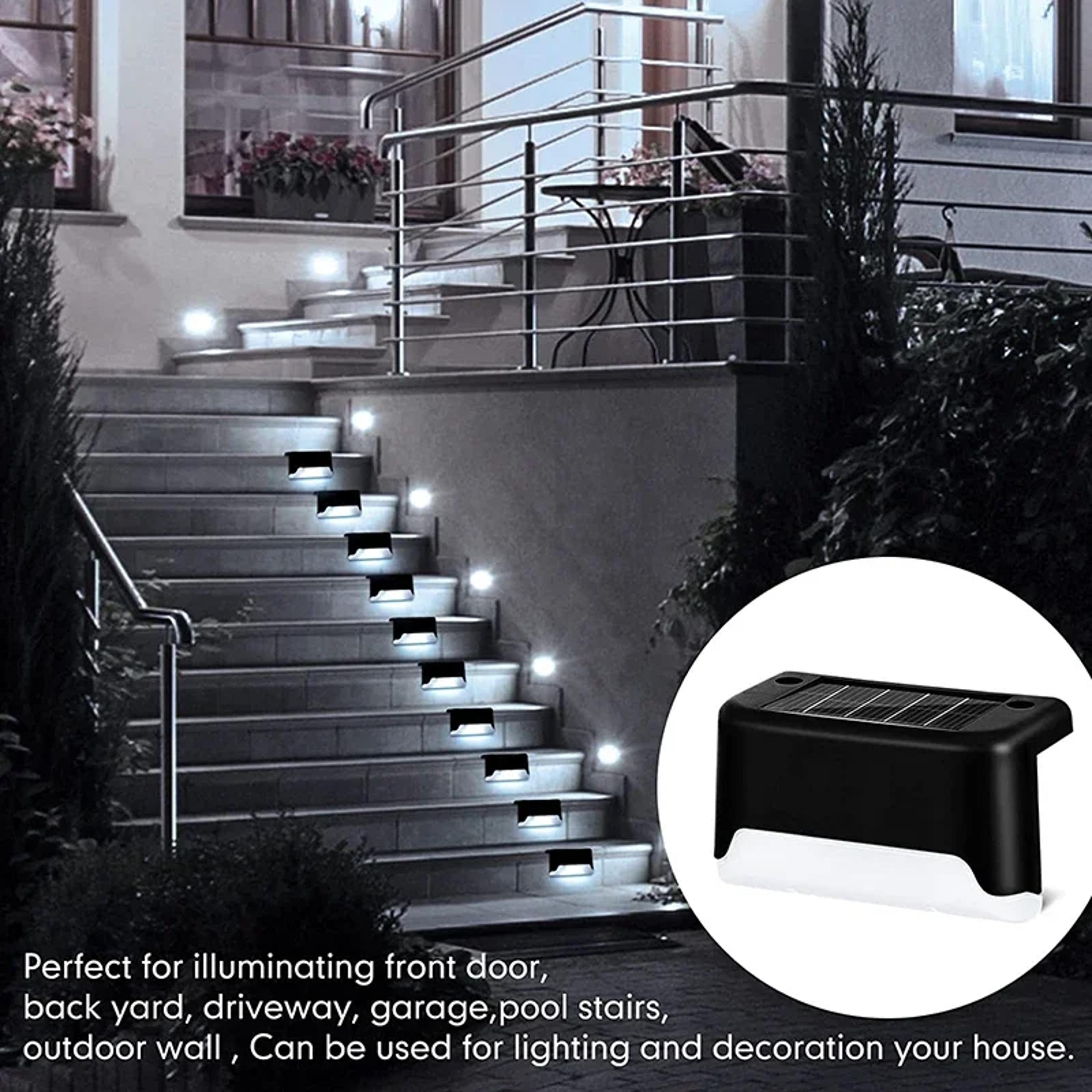 Solar Deck Lights Waterproof LED Step  Fence Pathway Lighting Set 1