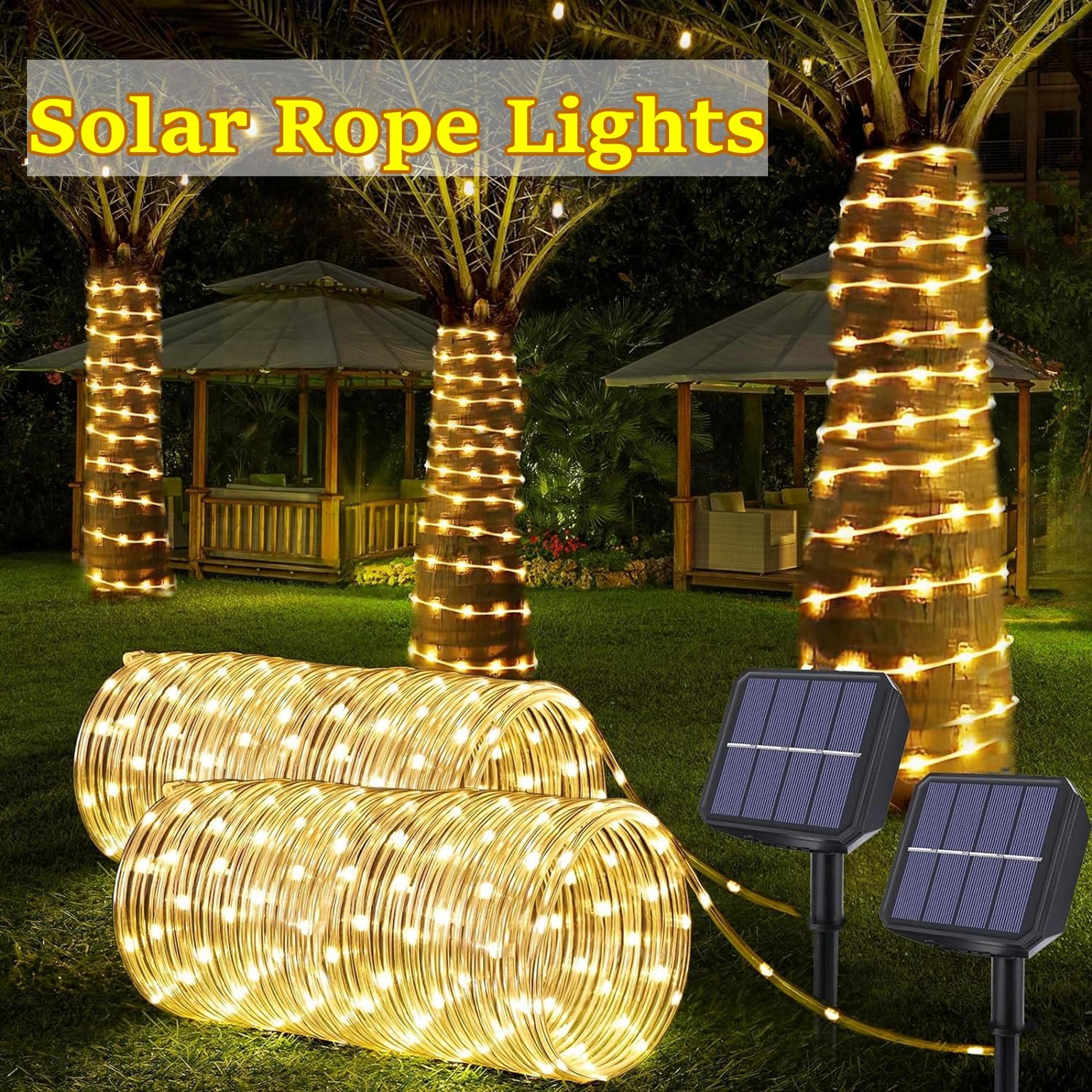 solar led rope fairy lights outdoor waterproof garden string lights